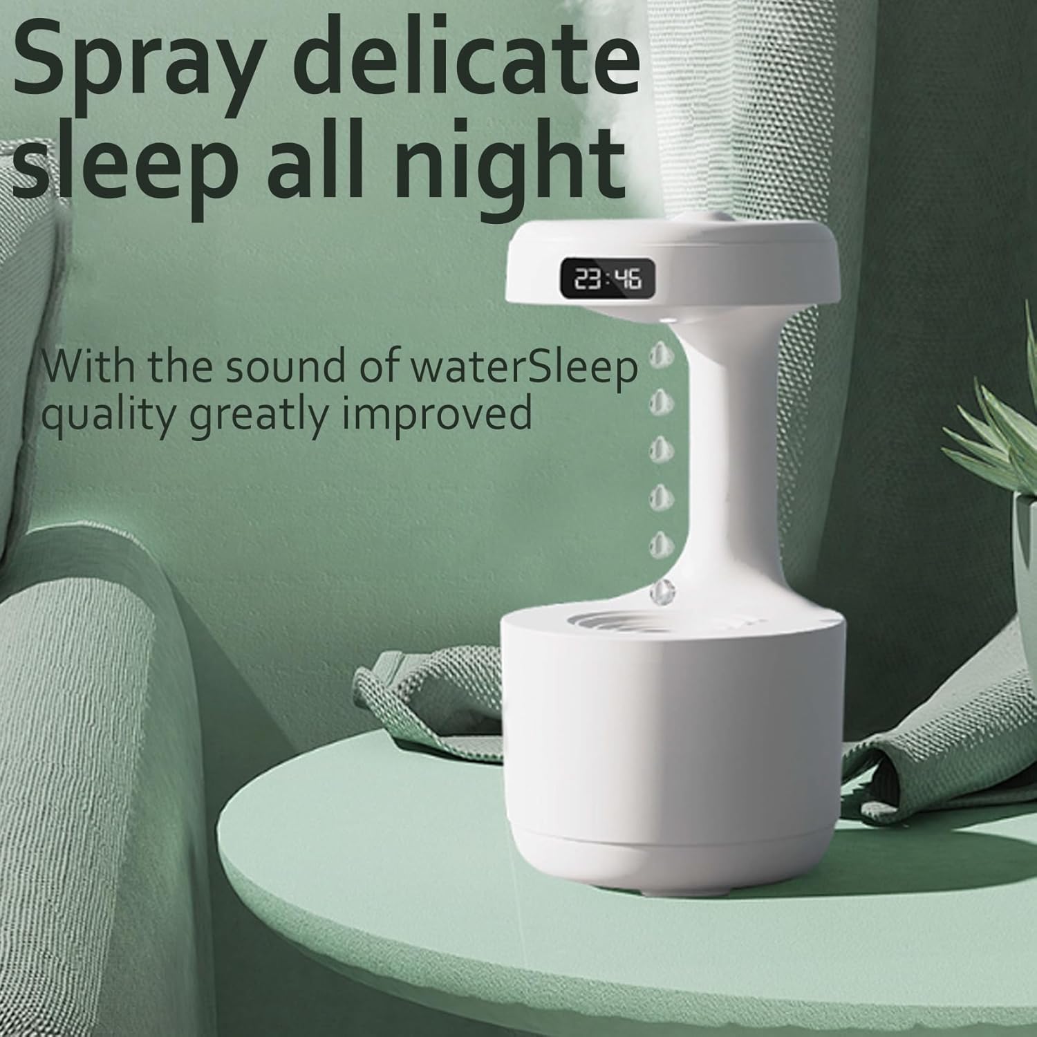Humidificador antigravedad de vela suave, humidificador antigravedad con pantalla de reloj LED, humidificadores silenciosos de niebla fría de 36 db