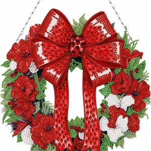 AZURAOKEY Cartel colgante de corona de pintura de diamante de Navidad, kit de corona de diamantes de imitación de cristal 5D, kits de arte de AZURAOKEY Cartel colgante de corona de pintura de diamante de Navidad, kit de corona de diamantes de imitación de cristal 5D, kits de arte de