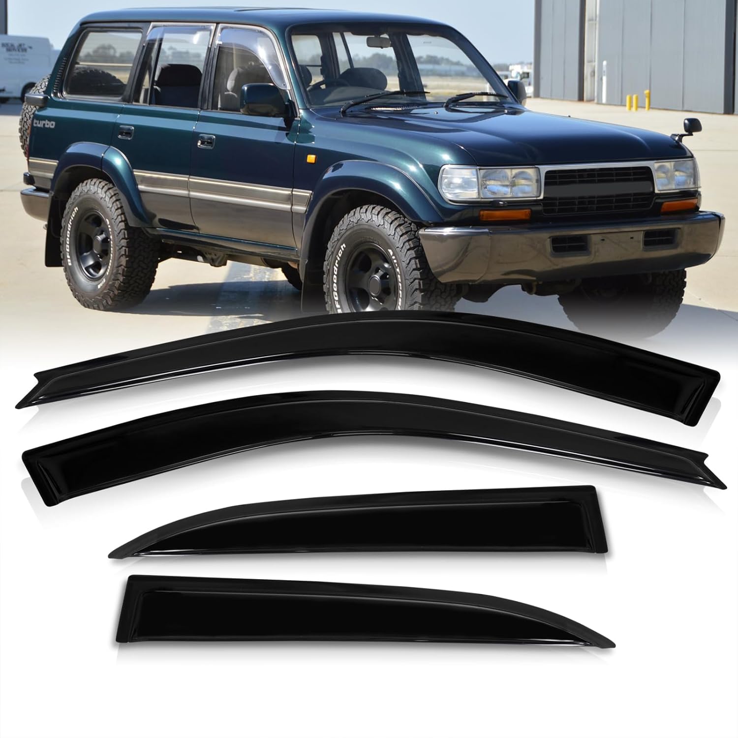 AJP Distributors JDM – 4 piezas de visera de ventana lateral para puerta lateral, protector de lluvia, protector de viento, compatible con Land