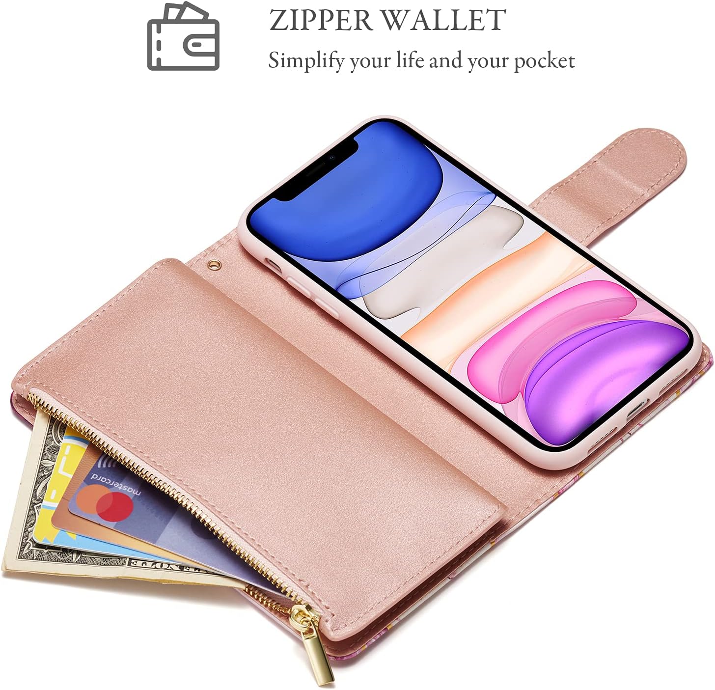 UEEBAI Funda tipo cartera para Samsung Galaxy S22 Ultra 5G, piel sintética de alta calidad, cierre magnético, bolsillo con cremallera, ranuras para