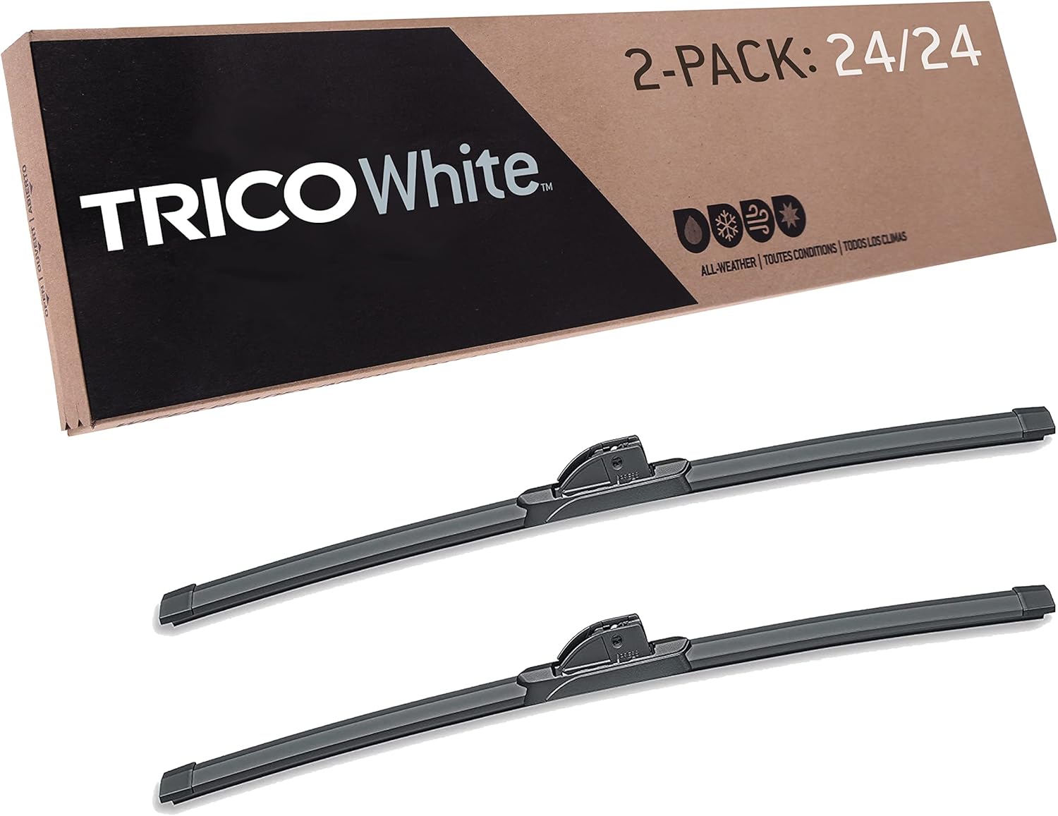 TRICO White – Paquete de 2 limpiaparabrisas de repuesto para automóvil de invierno extremo de 24 pulgadas para mi automóvil (35-2424), fácil