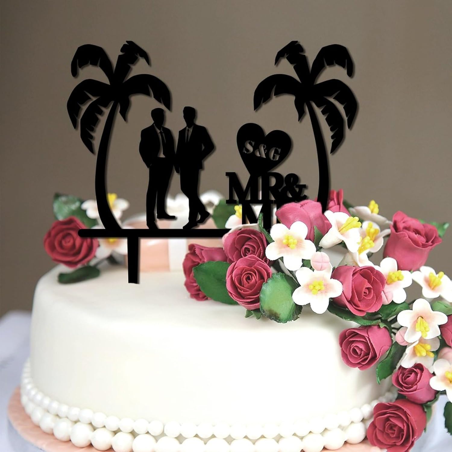 Decoración para tartas tropicales de Mr & Mr para parejas gay, regalo de boda para parejas homosexuales, decoración de cupcakes para compromiso,