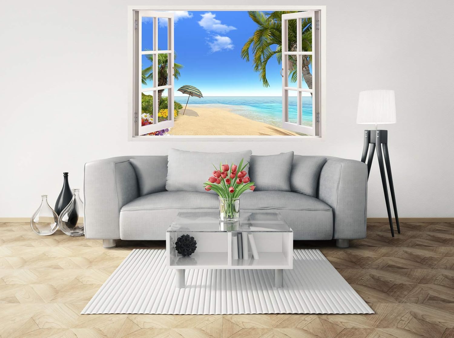 Mi Alma Calcomanías de pared de vinilo extraíbles 3D, diseño de marco de ventana, amplia variedad de vistas realistas, fáciles de aplicar, despegar