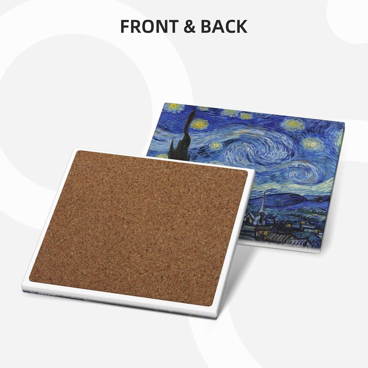 Juego de posavasos de cerámica para bebidas con base de corcho, utiliza 6 pinturas famosas de Van Gogh, regalos únicos de inauguración de la casa
