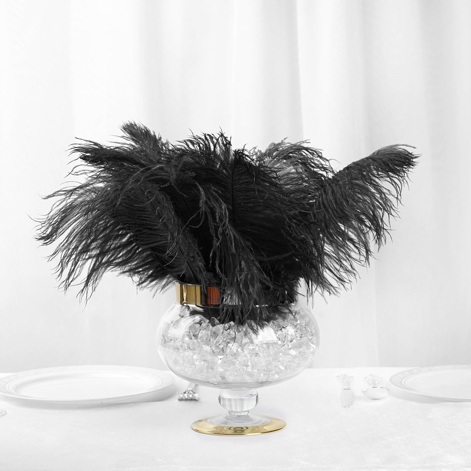 Efavormart – Paquete de 12 plumas de avestruz reales de plumas naturales negras de 13 a 15 pulgadas, rellenos de centros de mesa de bricolaje
