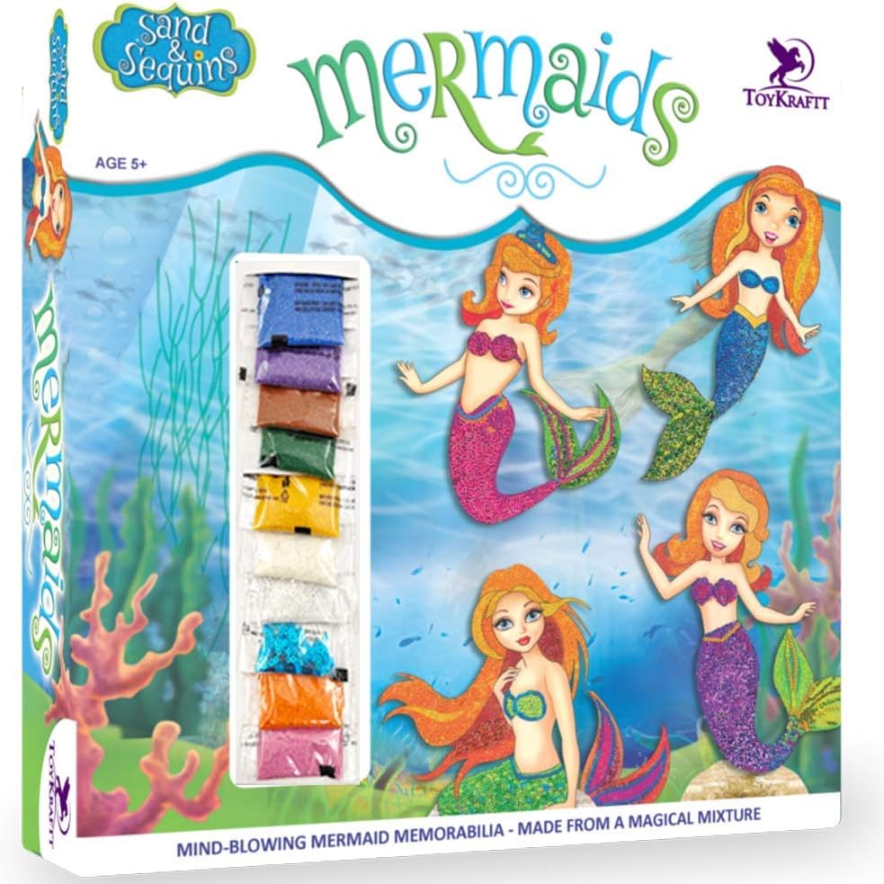 Toykraft Artes y manualidades para niños de 5 a 12 años, kit de manualidades de sirena, kits de arte de arena para niños, kits de manualidades para