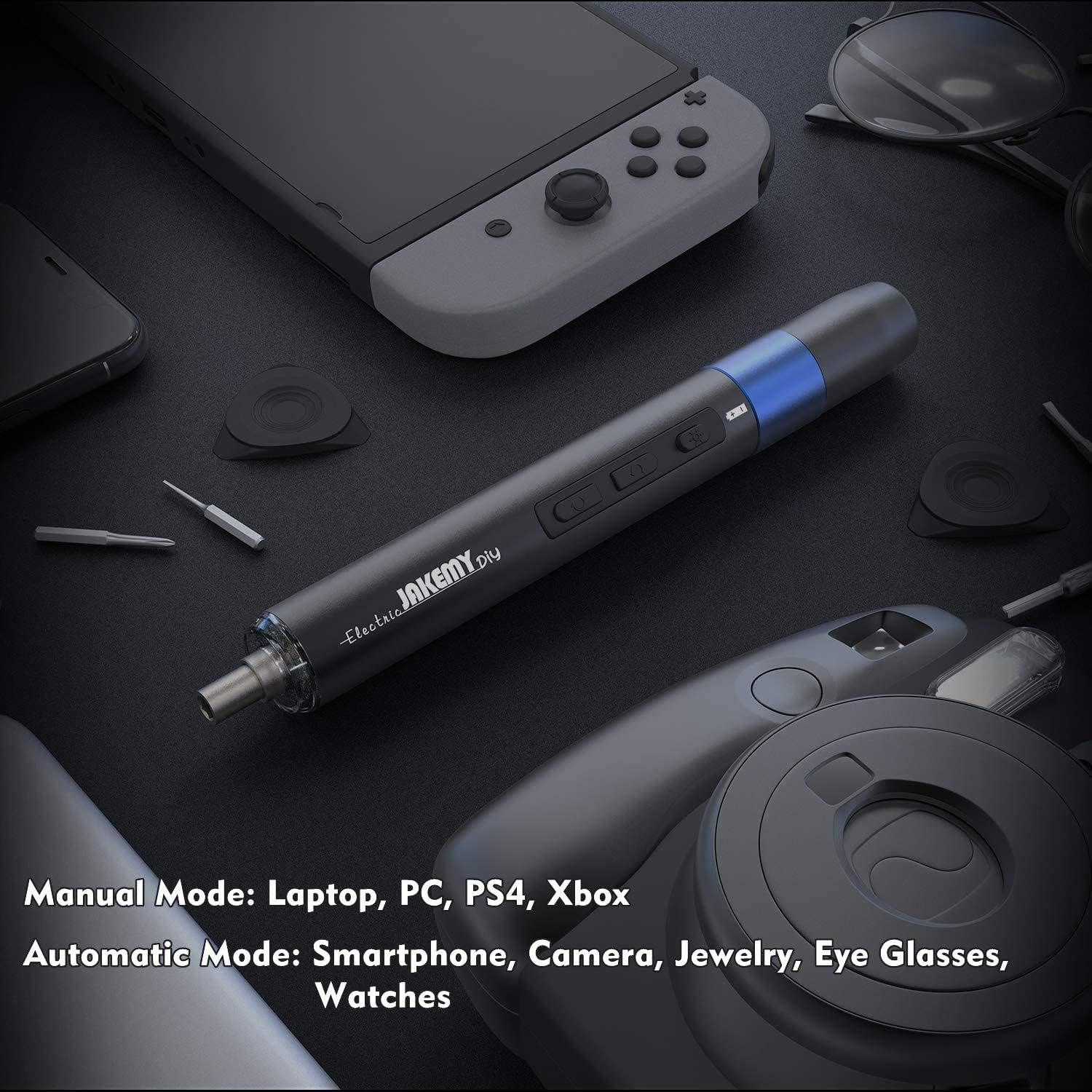 JAKEMY – Juego de destornilladores eléctricos de precisión, 61 en 1, manual y automático, juego de destornilladores de potencia de torsión