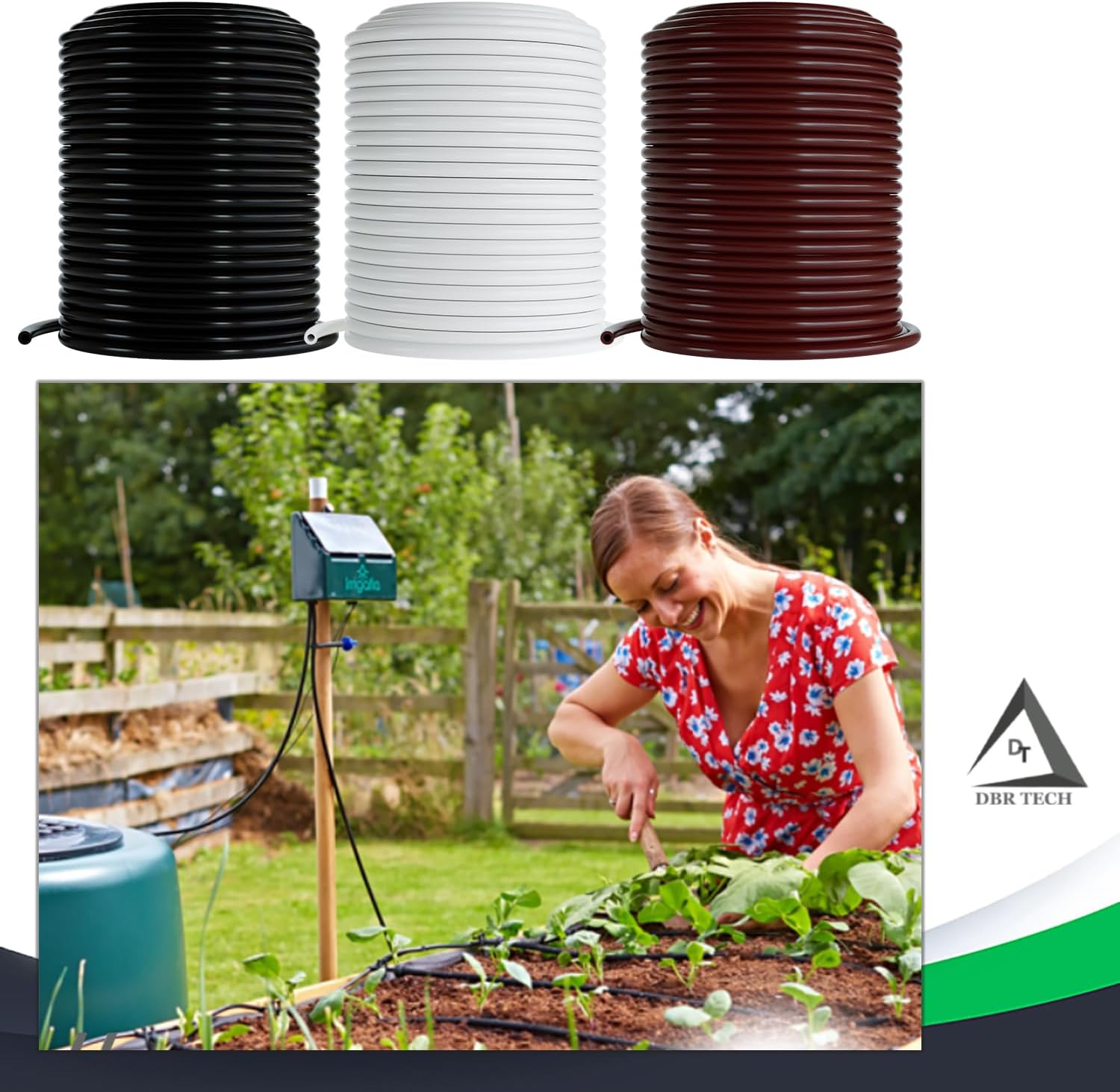 Tubo de riego por goteo de 14, 100 pies, manguera flexible de riego por goteo de plástico PVC para jardinería, nebulización, hidroponía y proyectos