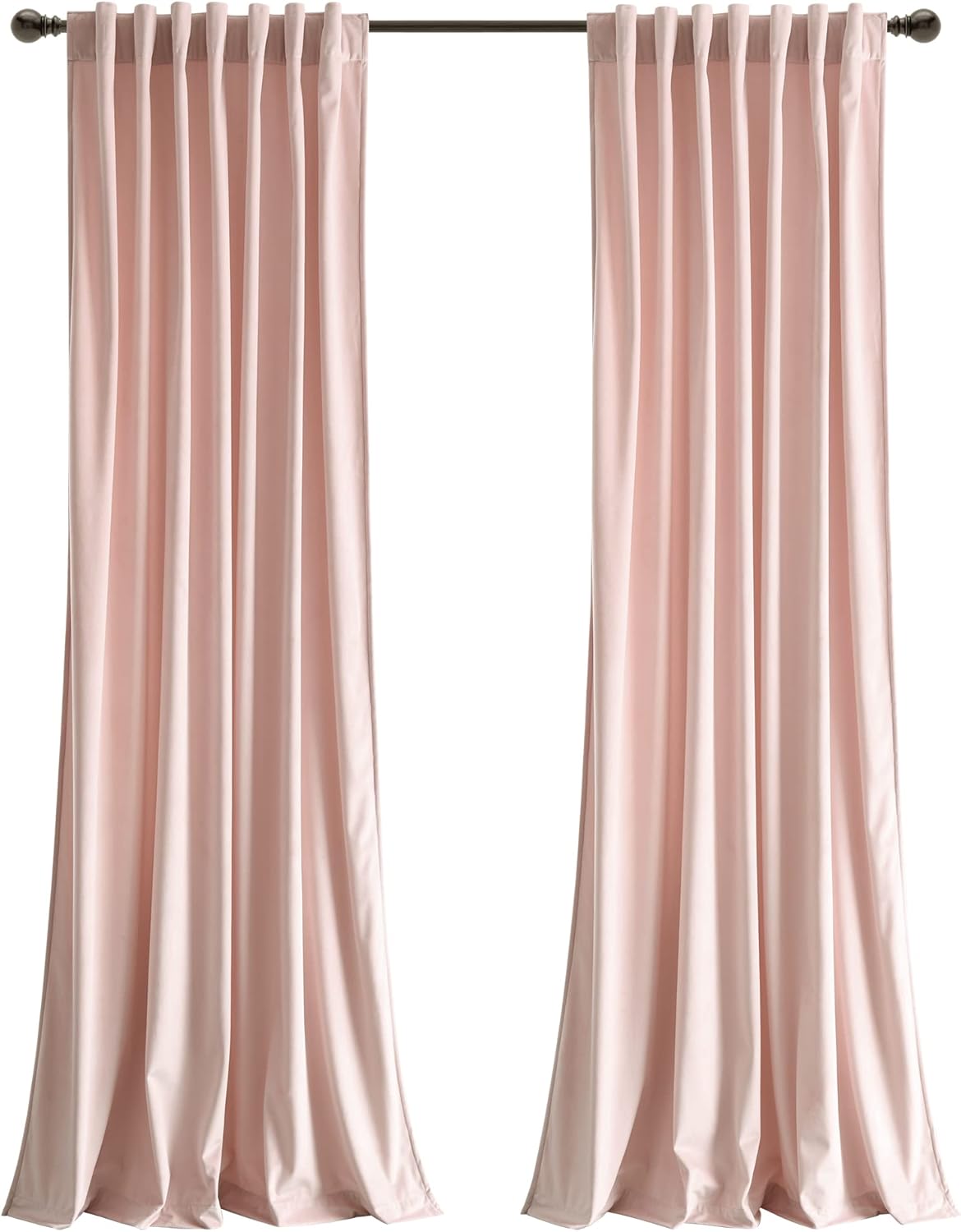 Lush Decor Prima Velvet – Par de paneles de cortinas para ventana con pestaña trasera y bolsillo para cortinero, 84 pulgadas de largo x 54 pulgadas