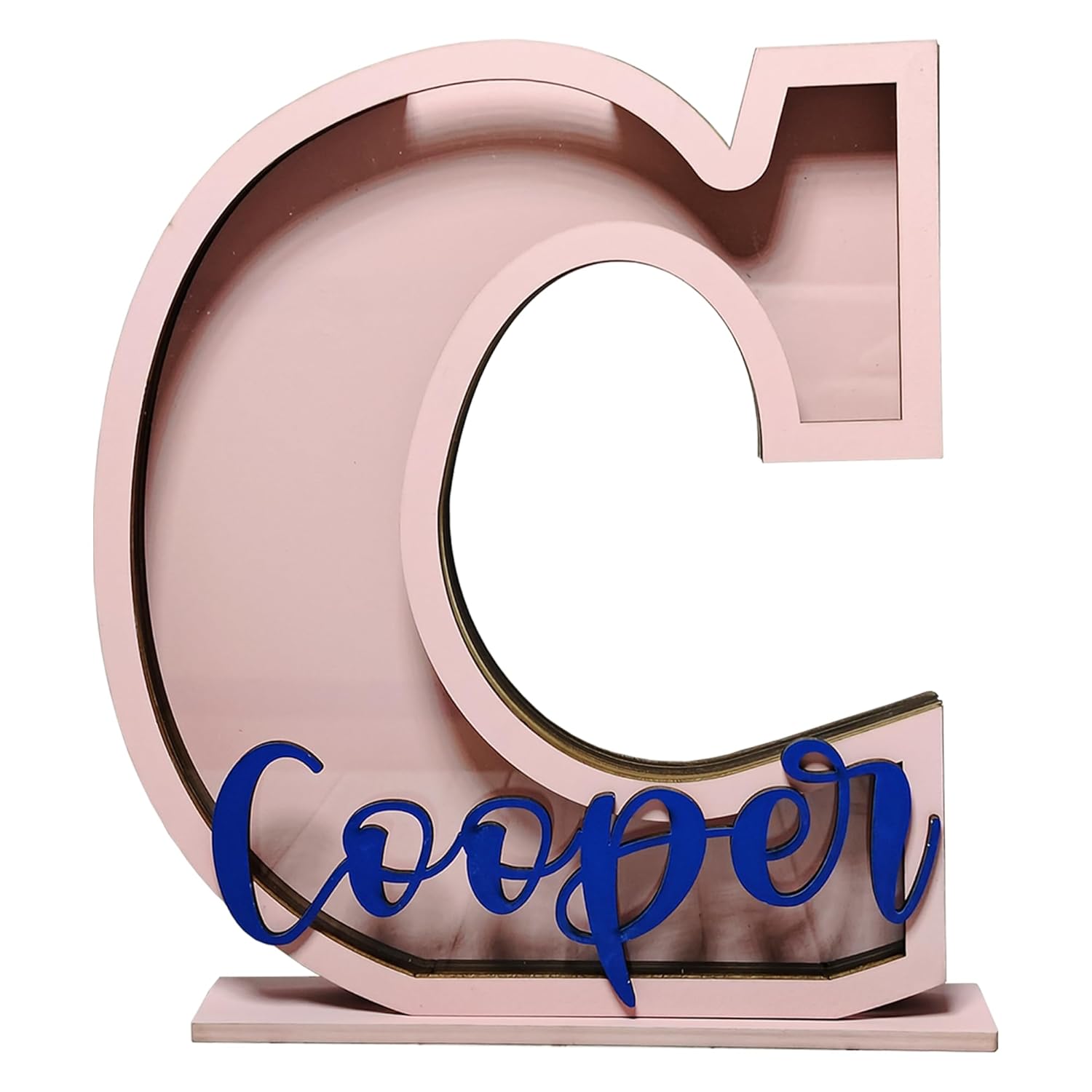 Personalized Name Letter Piggy Bank, 26 Letters Wooden Kids Piggy Bank for Birthday, Custom Large Small Wood Money Box Gift for Boys Girls Christmas