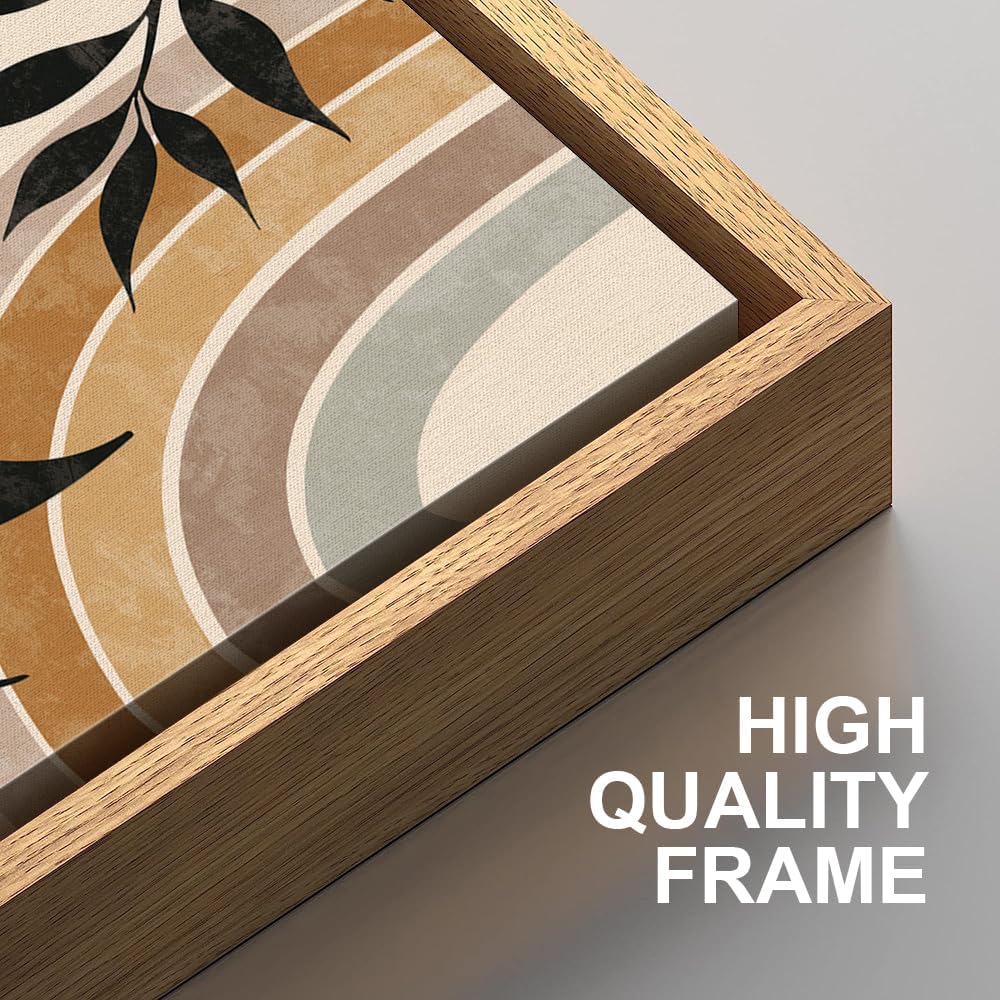 HPINUB – Lienzo enmarcado bohemio para pared, juego de 3 decoración de pared moderna de mediados de siglo, plantas naturales, pinturas artísticas