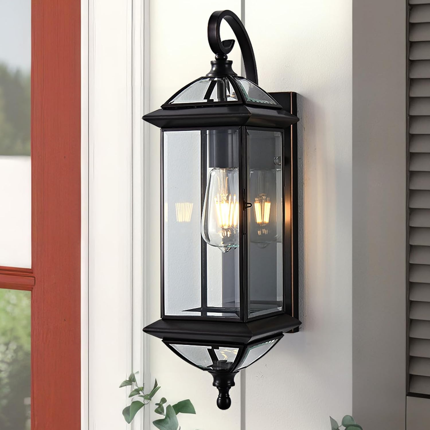ShinYouneL Luces de pared de bronce aceitado de 20 pulgadas para exteriores, lámpara exterior de cobre, impermeable, linterna montada en la pared,