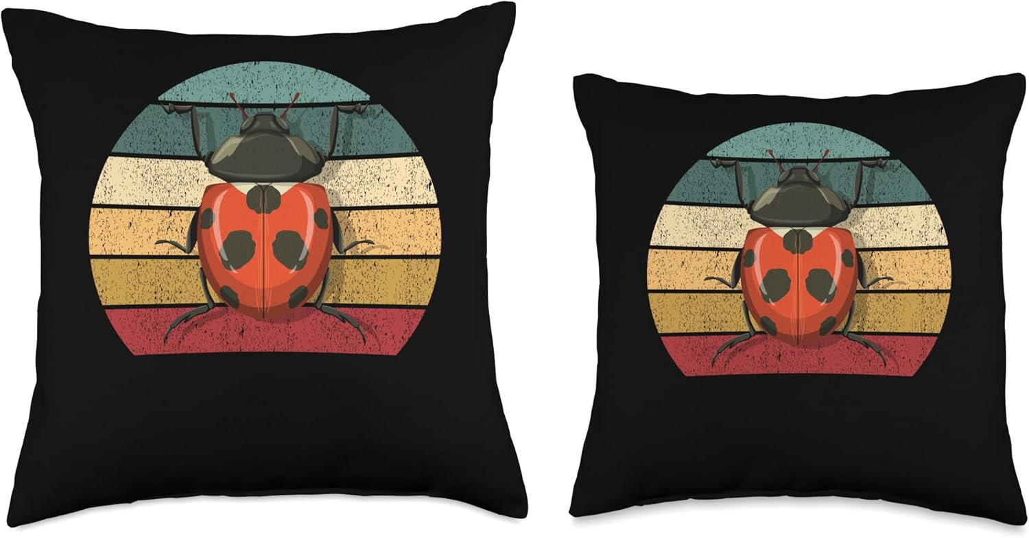 Sunset Squad – Almohada decorativa de mariquitas, insectos, insectos, coccinellidae, 16 x 16 pulgadas, multicolor