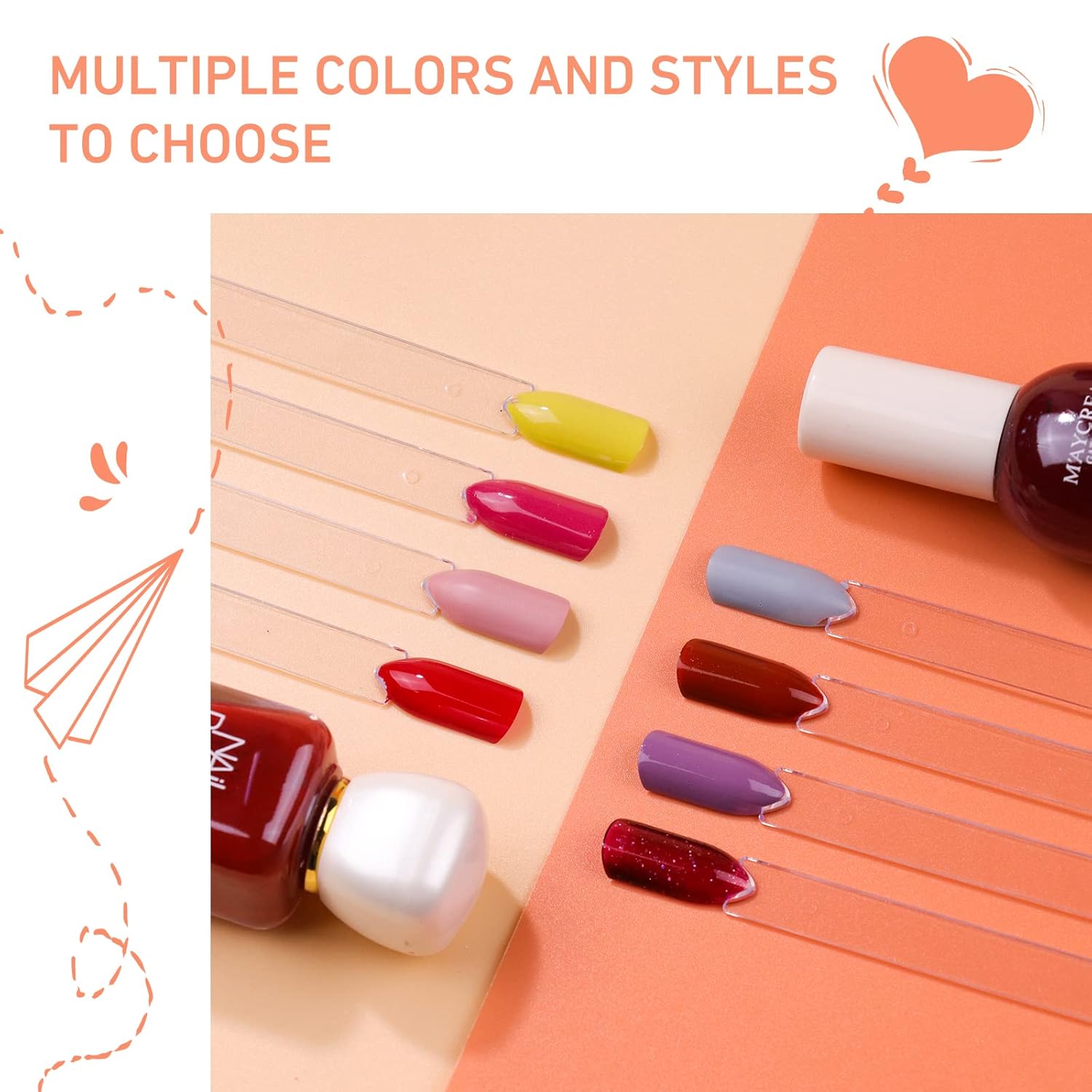 100pcs Fan-Shaped falso falso Nail Art Tips Sticks polaco Gel Salon Display Práctica Herramientas con metal Anillo de Split Holder (Clear)