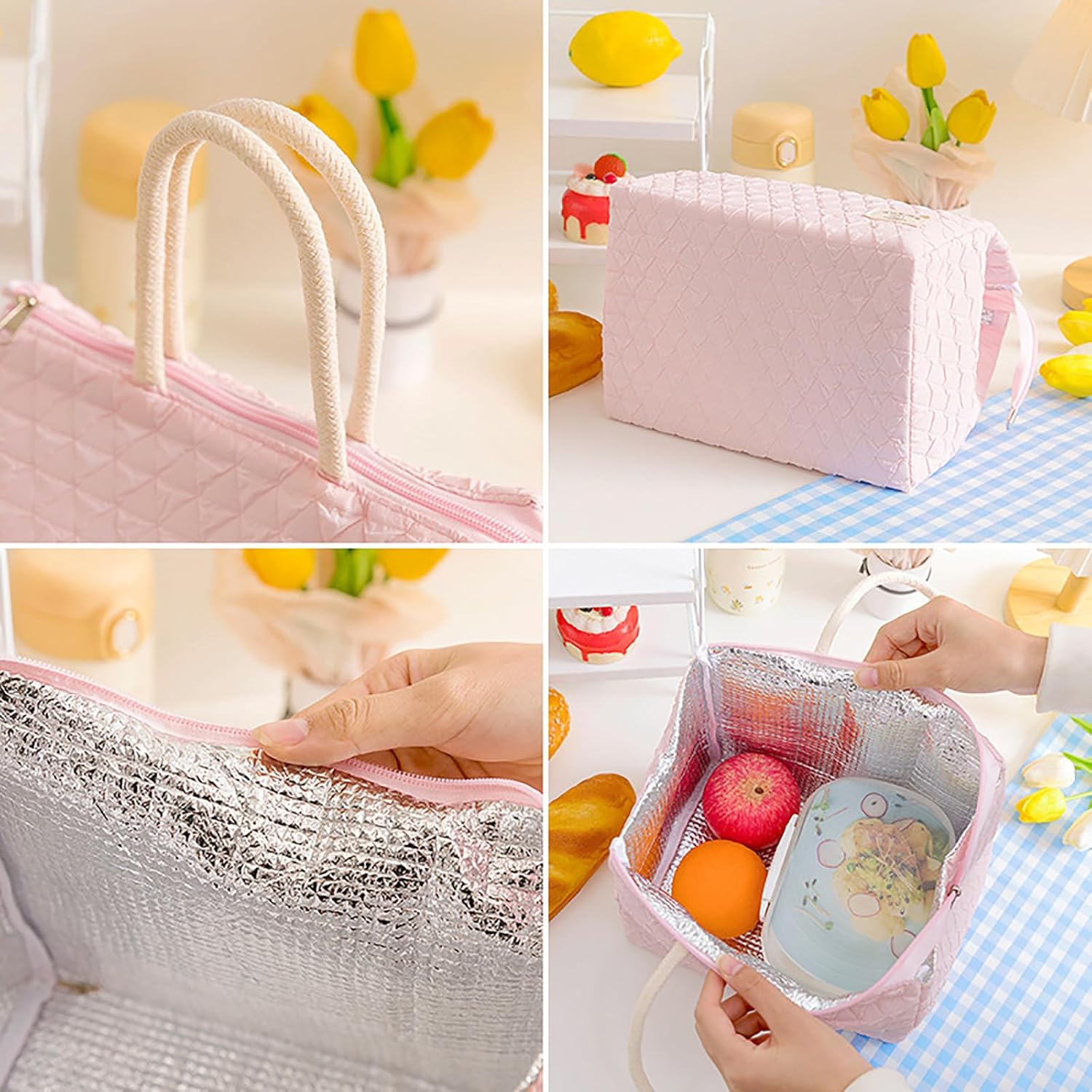 Hoomall Bolsa de almuerzo aislada, bolsa de almuerzo reutilizable para picnic, bolsas térmicas a prueba de fugas para el trabajo, oficina, picnic o