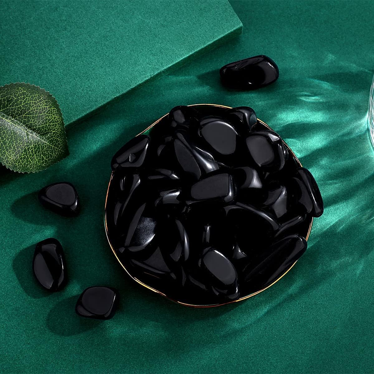 QINJIEJIE Piedras pulidas de obsidiana negra de 0.9 libras, piedras preciosas a granel de 0.6 a 1 pulgada, rocas de piedra de cuarzo irregular,