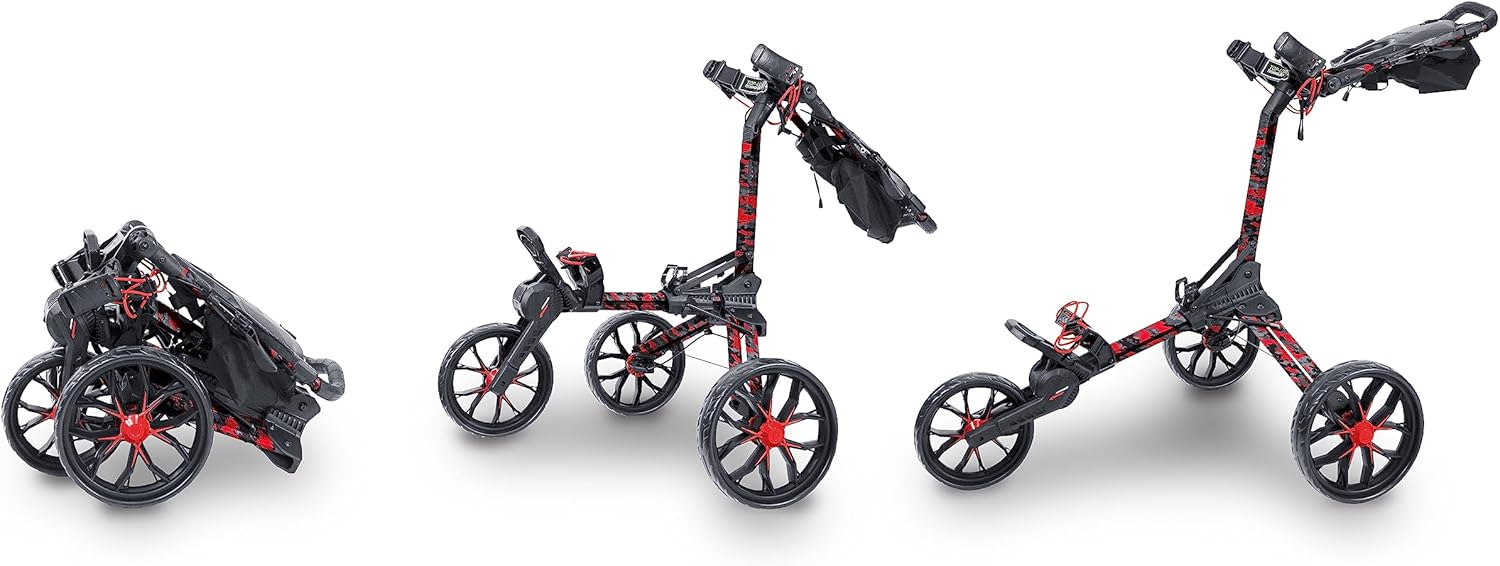 Bag Boy Nitron 3 Wheel Golf Push Cart, Easy 1 Step Open and Fold, Scorecard Console, Beverage Holder, Mobile Device Holder, Handle Mounted Parking