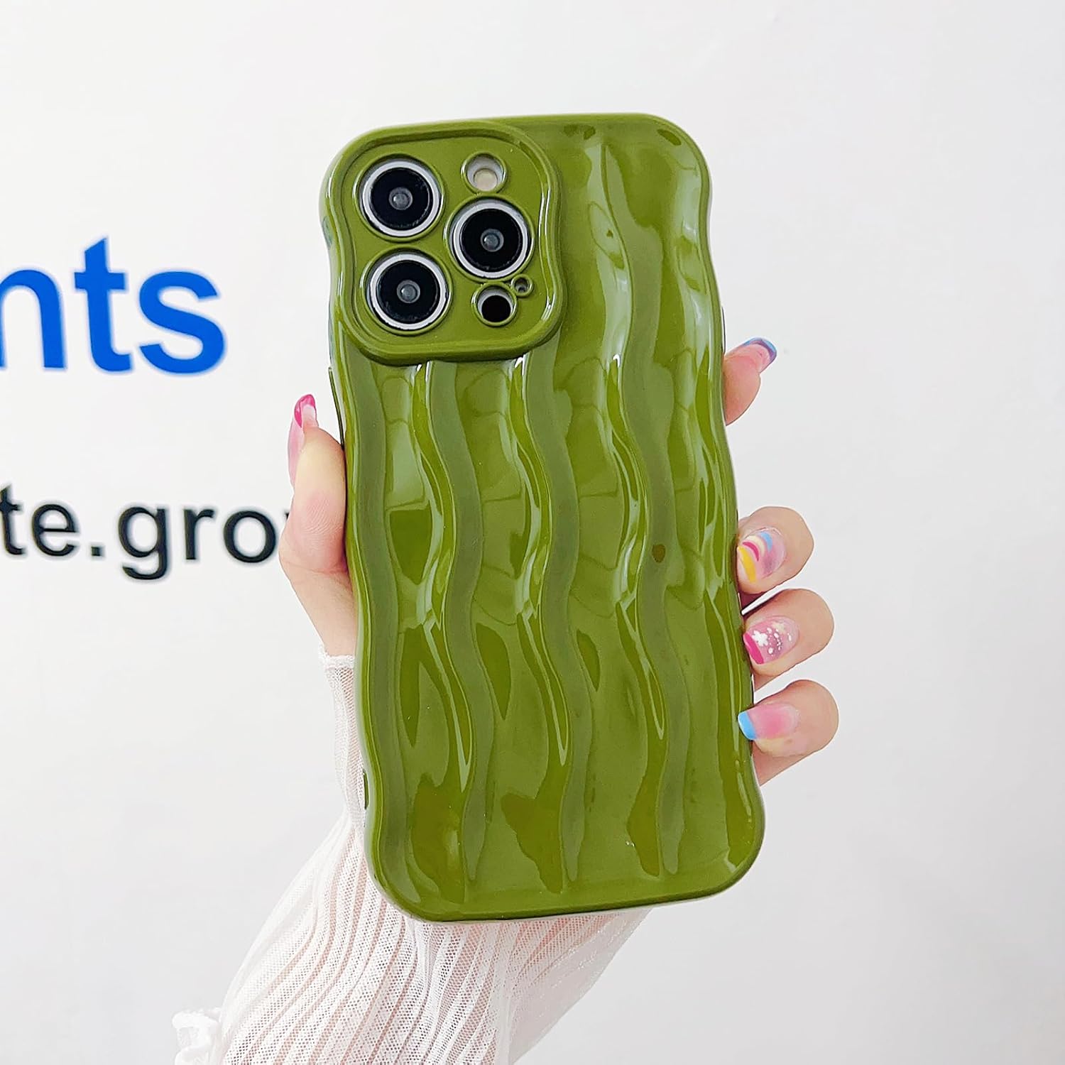 Sayoaho Diseñada para iPhone 14 Pro Max, diseño de ondas de agua, bonita funda de moda con forma de onda para mujeres y hombres, suave protección a