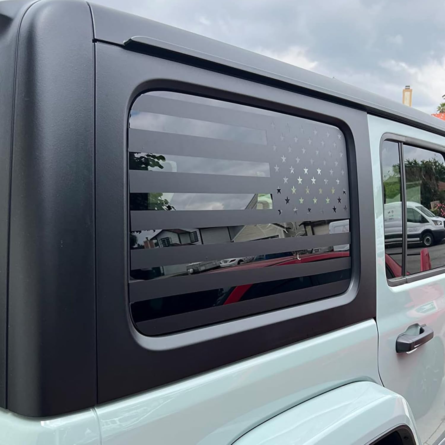 Smeyta Calcomanías para ventana trasera de automóvil, calcomanía de bandera estadounidense para Jeep Wrangler JL JLU 2018-2022 2023, calcomanías de