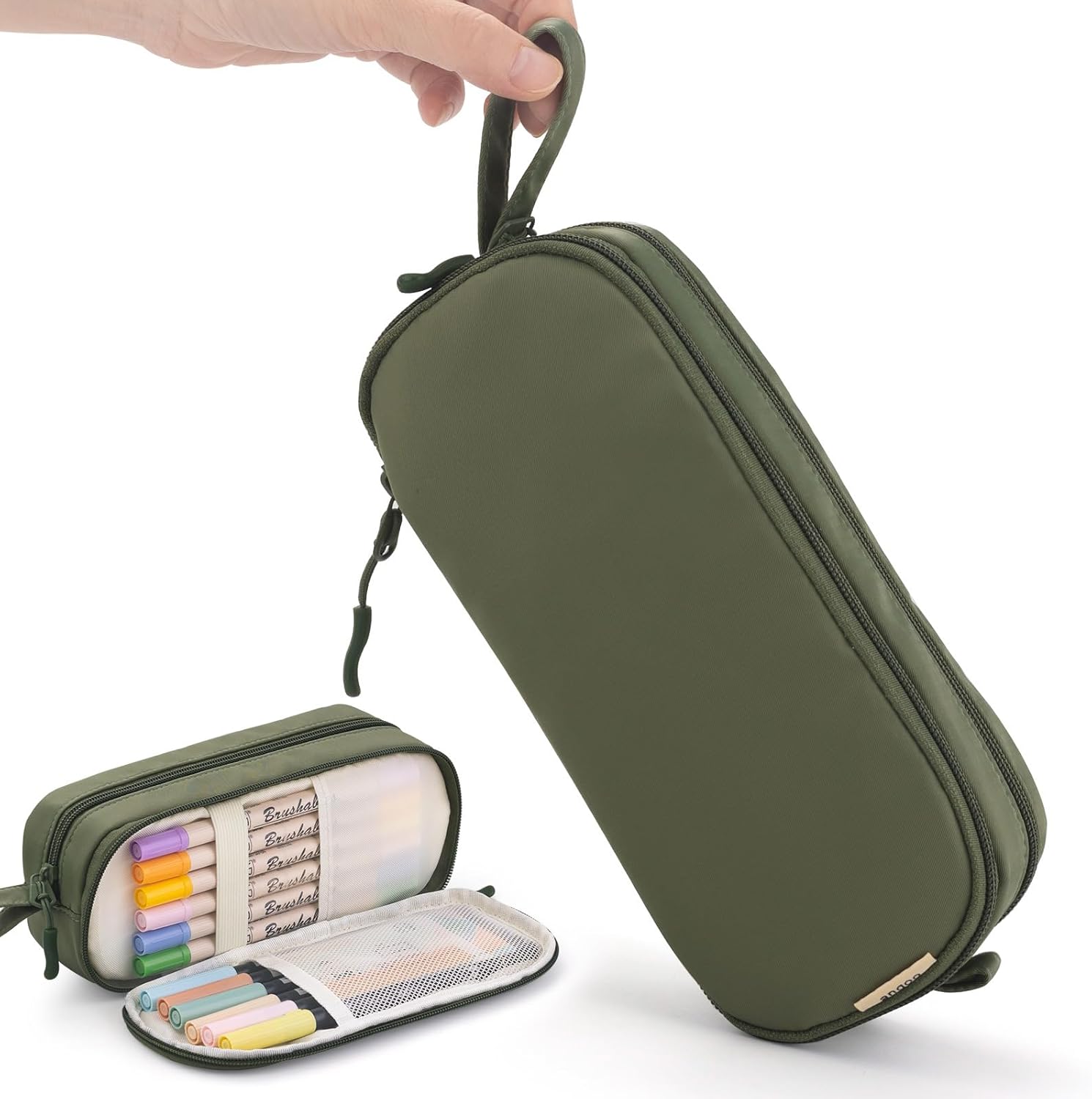 EASTHILL Estuche pequeño con asa para bolígrafo, suministros escolares, bolsa suave para adolescentes, color verde