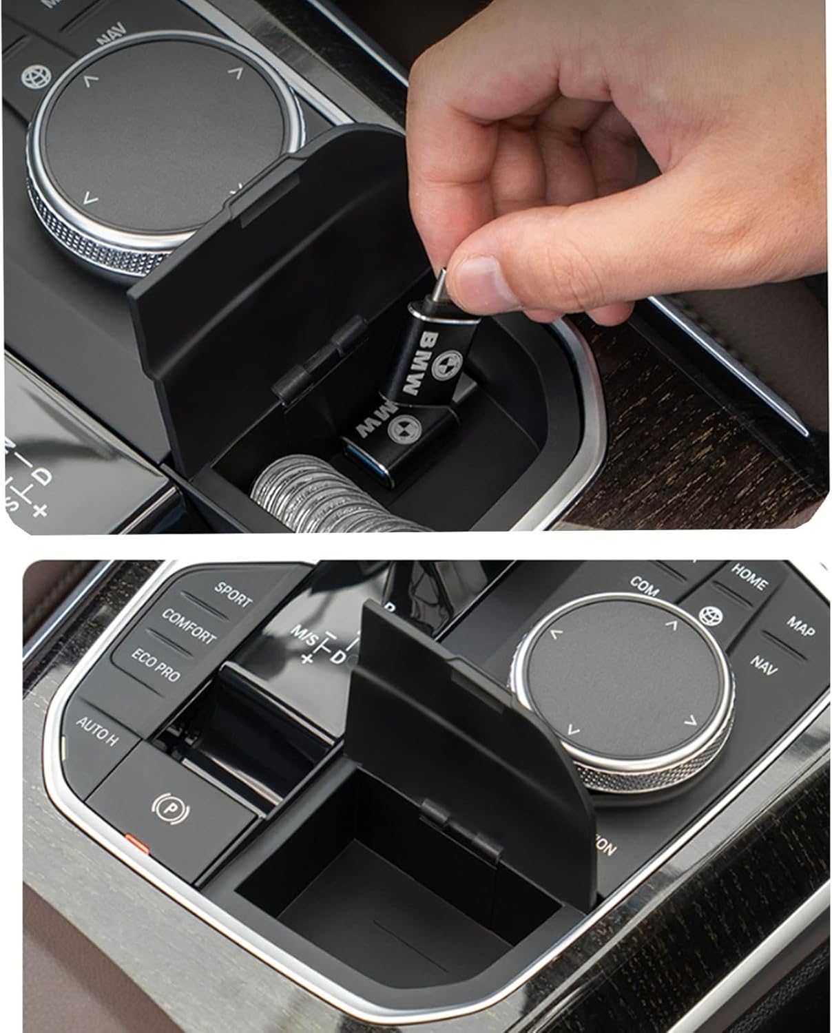 Oiqasoxl Organizador de consola central para BMW X3 iX3 X4 iX4 M3 2019-2024 caja de almacenamiento oculta para automóvil, BMW X3 X4 M2 M3 i3 328i