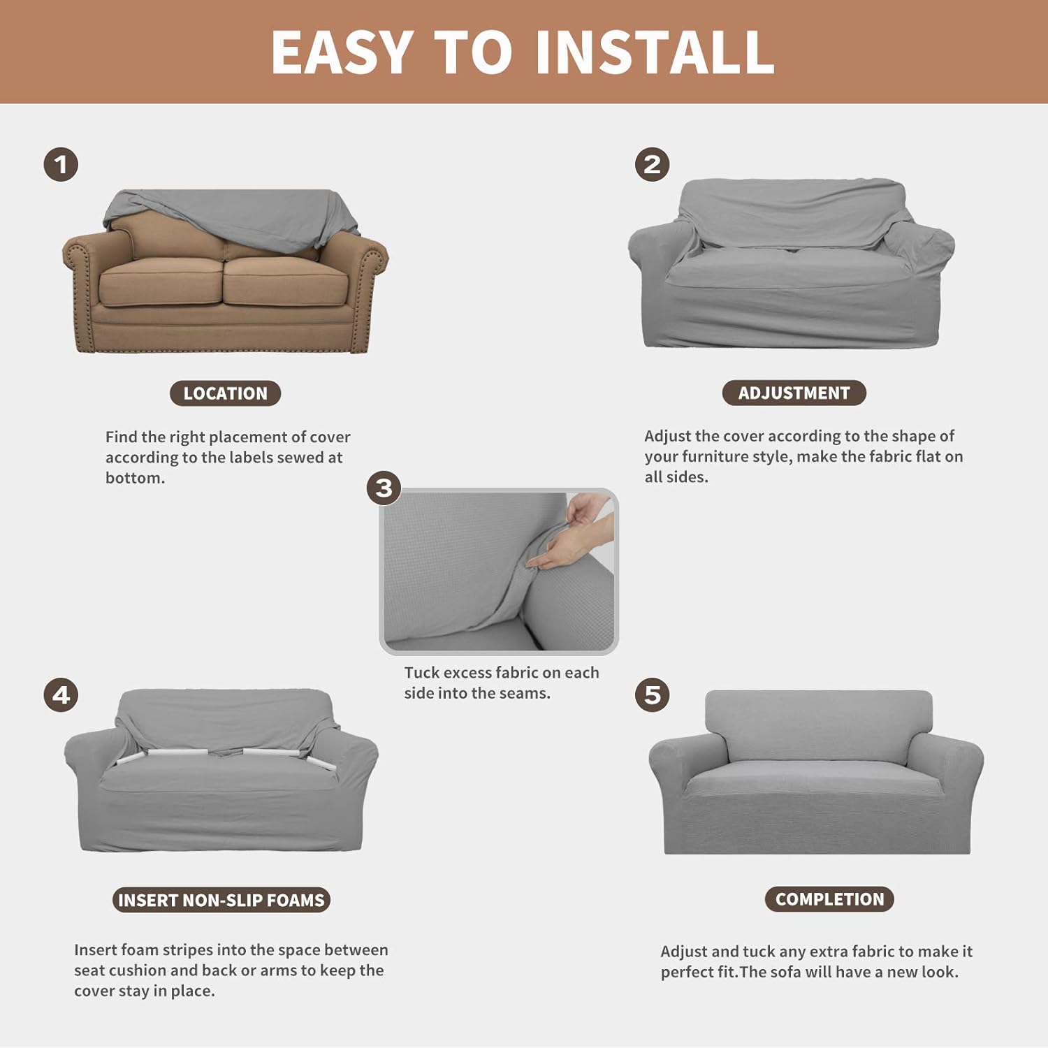 Easy-Going – Funda de silla 100% impermeabilidad doble, diseño jacquard elástico, protector de muebles a prueba de fugas para niños, mascotas,