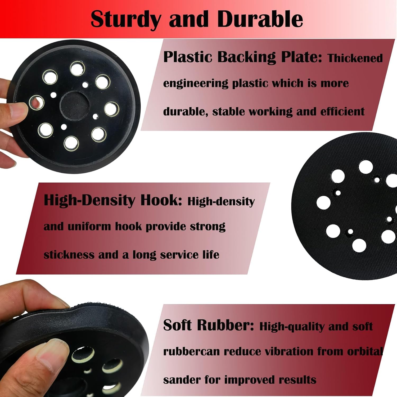 Almohadilla de lijado de reemplazo de gancho y bucle de 5 pulgadas y 8 orificios para SKIL SR211601 SR6604B SR660302 Random Orbital 5″ Lijadora Pad