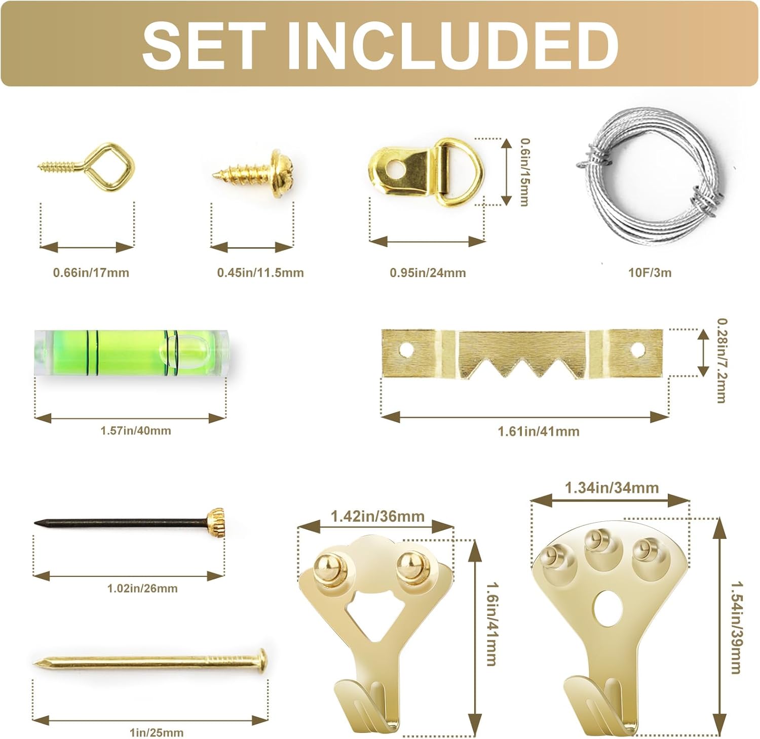 DrfzCa Kit para colgar cuadros, 322 ganchos para fotos, con accesorios para colgar cuadros de 10 a 120 libras, kit surtido para colgar cuadros en