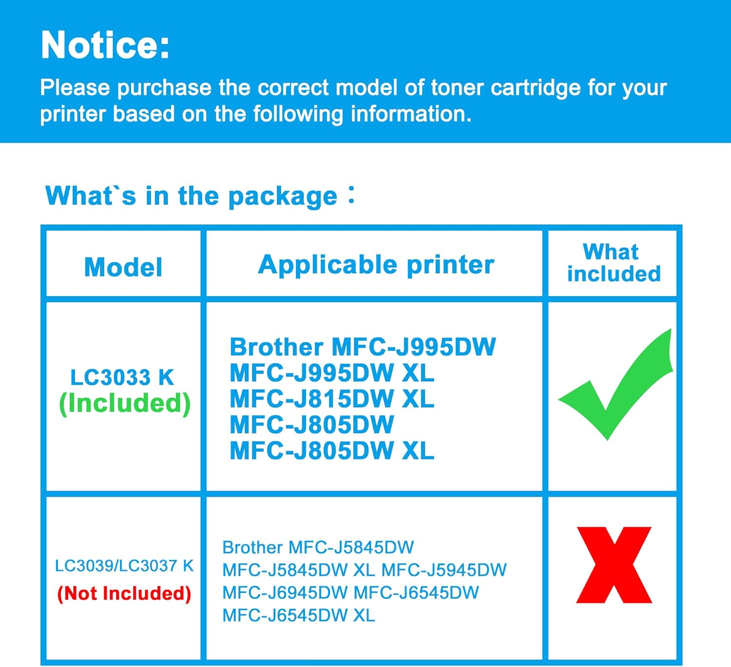 LCL Cartucho de tinta compatible con pigmento de repuesto para Brother LC3033 XXL LC3033XXL LC3033BK MFC-J995DW MFC-J995DW XL (1 paquete de tinta