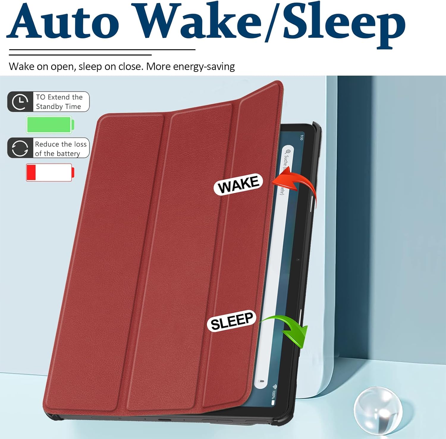 Miimall Case Compatible for Fire Max 11 Tablet 2023, Ultra Thin Slim Leather + Foldable Design PC Back Full Protector Auto WakeSleep Trifold Stand