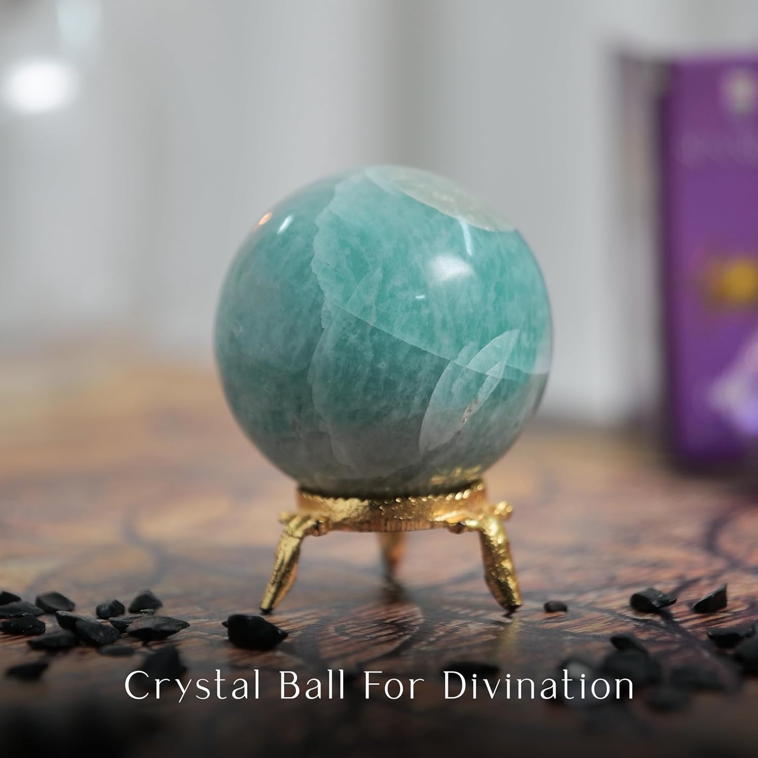 Bola de cristal de Tiendaita, bolas decorativas para decoración de cocina, bola de cristal con soporte, soporte de esfera de cristal, bolas de