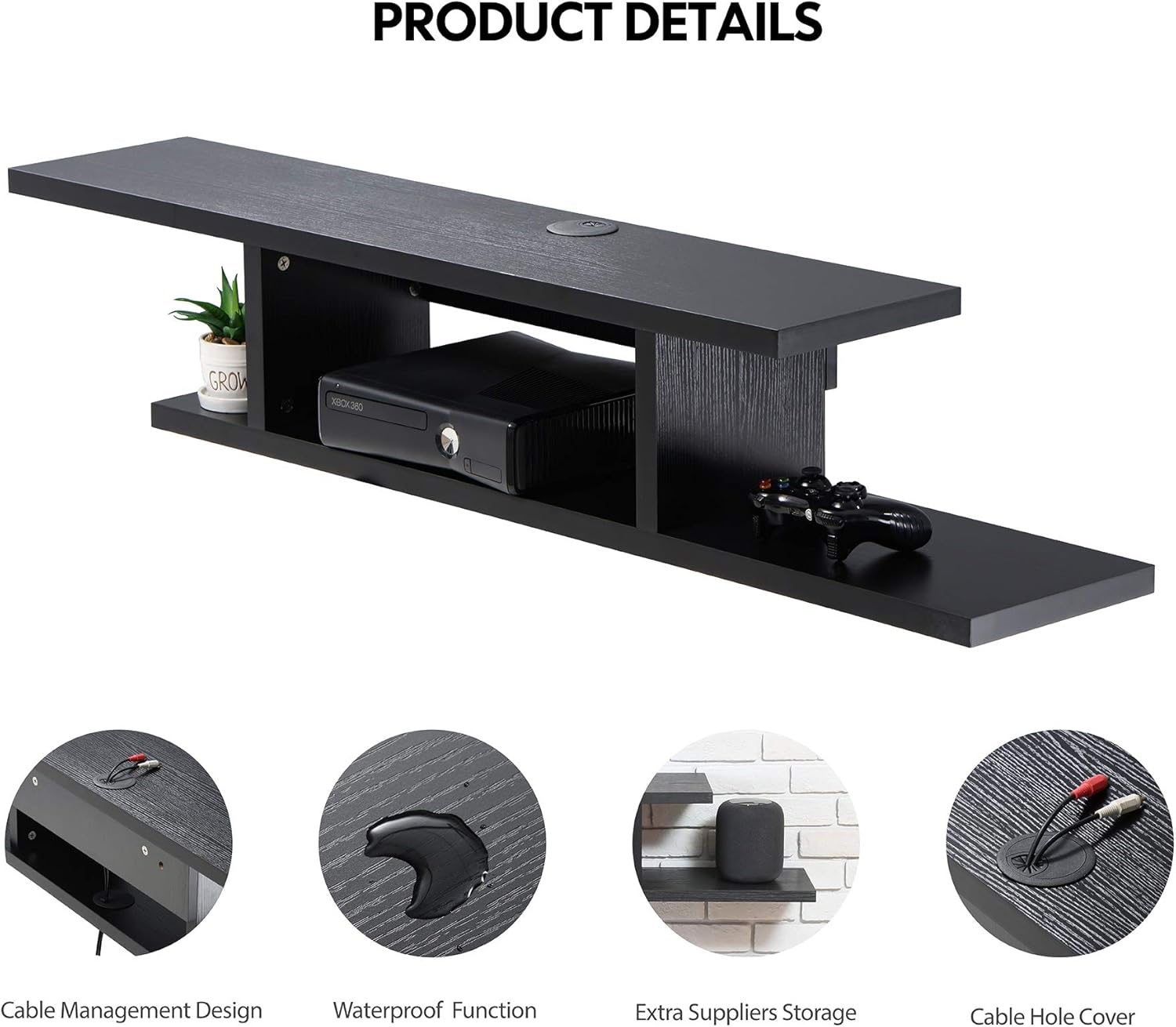 FITUEYES Estante flotante conciso para TV  Centro de entretenimiento montado en la pared, gabinete de pared con componente de consola multimedia,