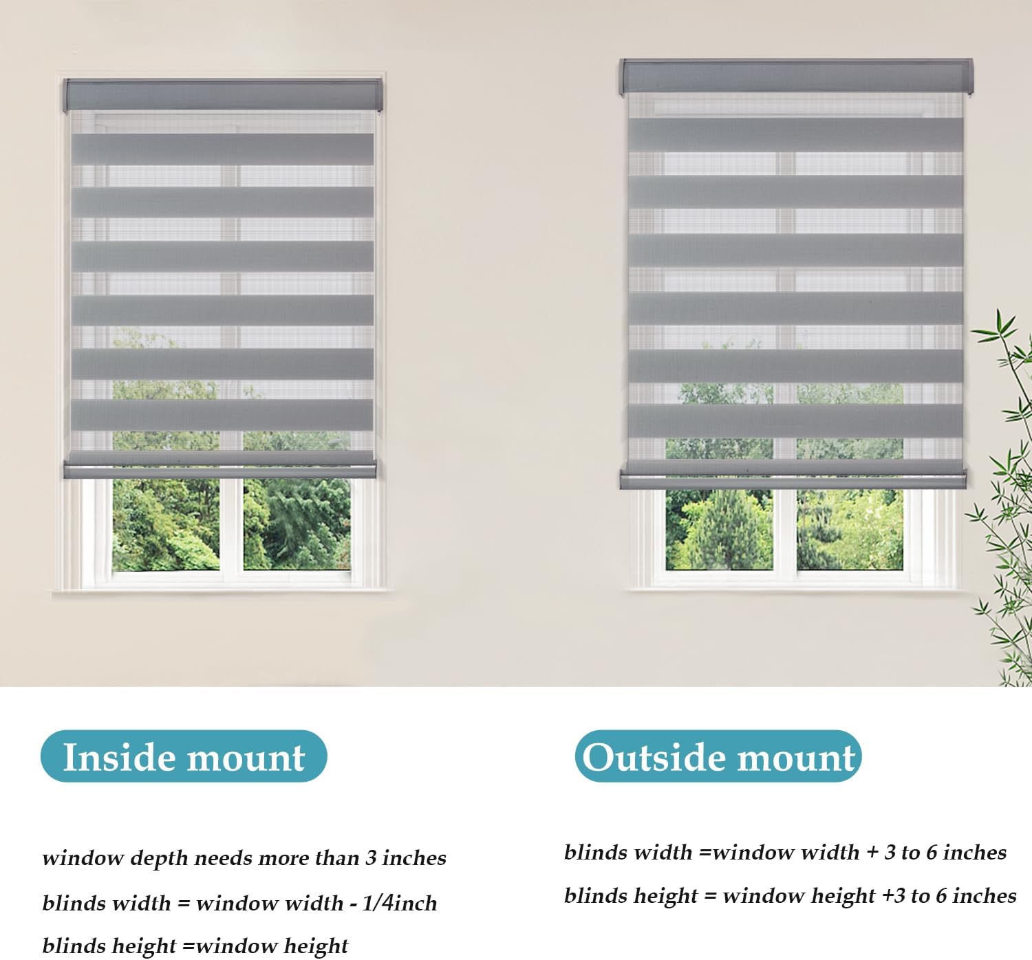 MYshade Persianas enrollables de cebra, para ventanas, sin cordón, para filtrar la luz diurna y nocturna, persianas enrollables de doble capa de 25