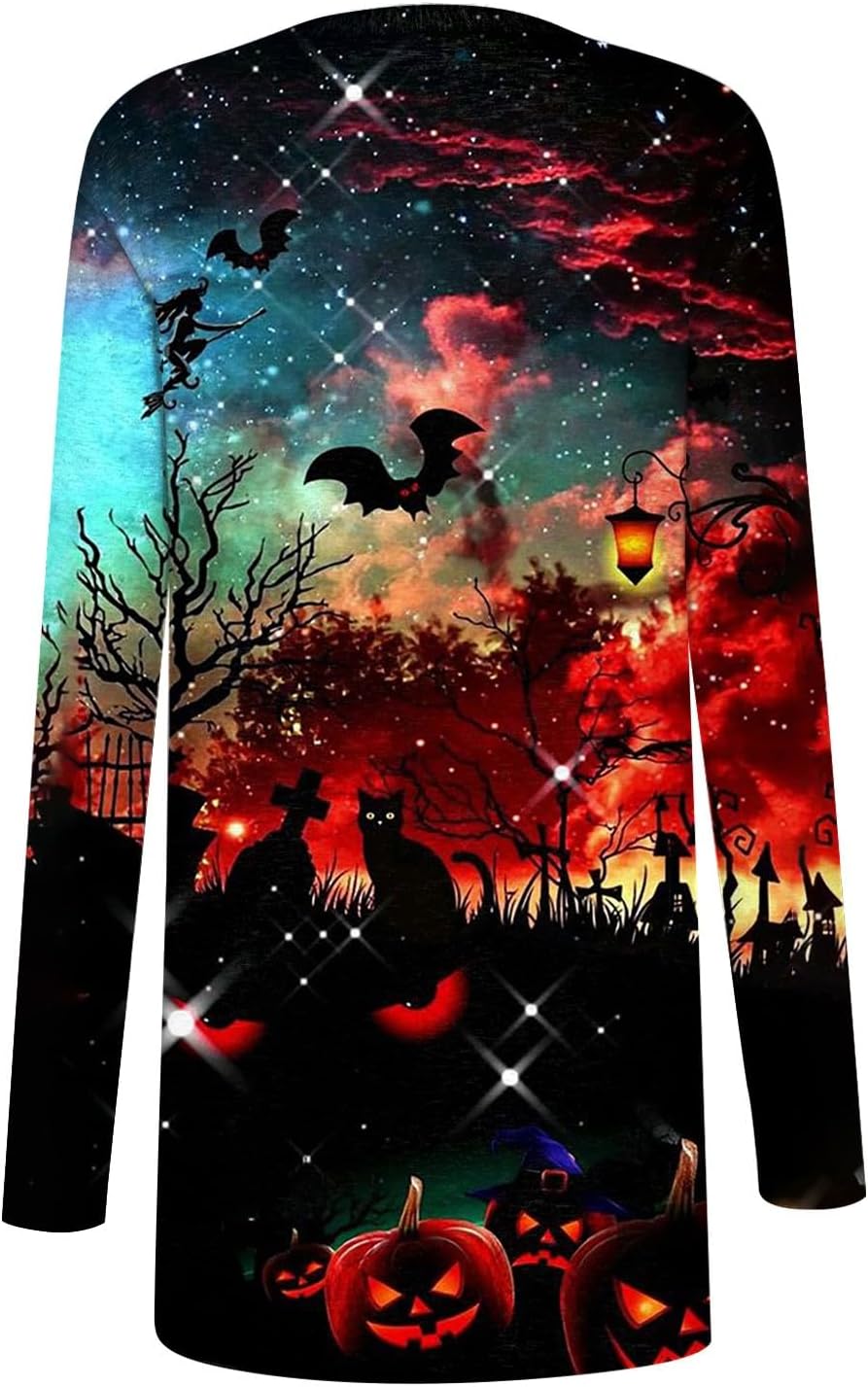 COTECRAM Disfraces de Halloween para mujer 2023, otoño, talla grande, parte delantera abierta, cárdigan largo, suéter ligero para exteriores