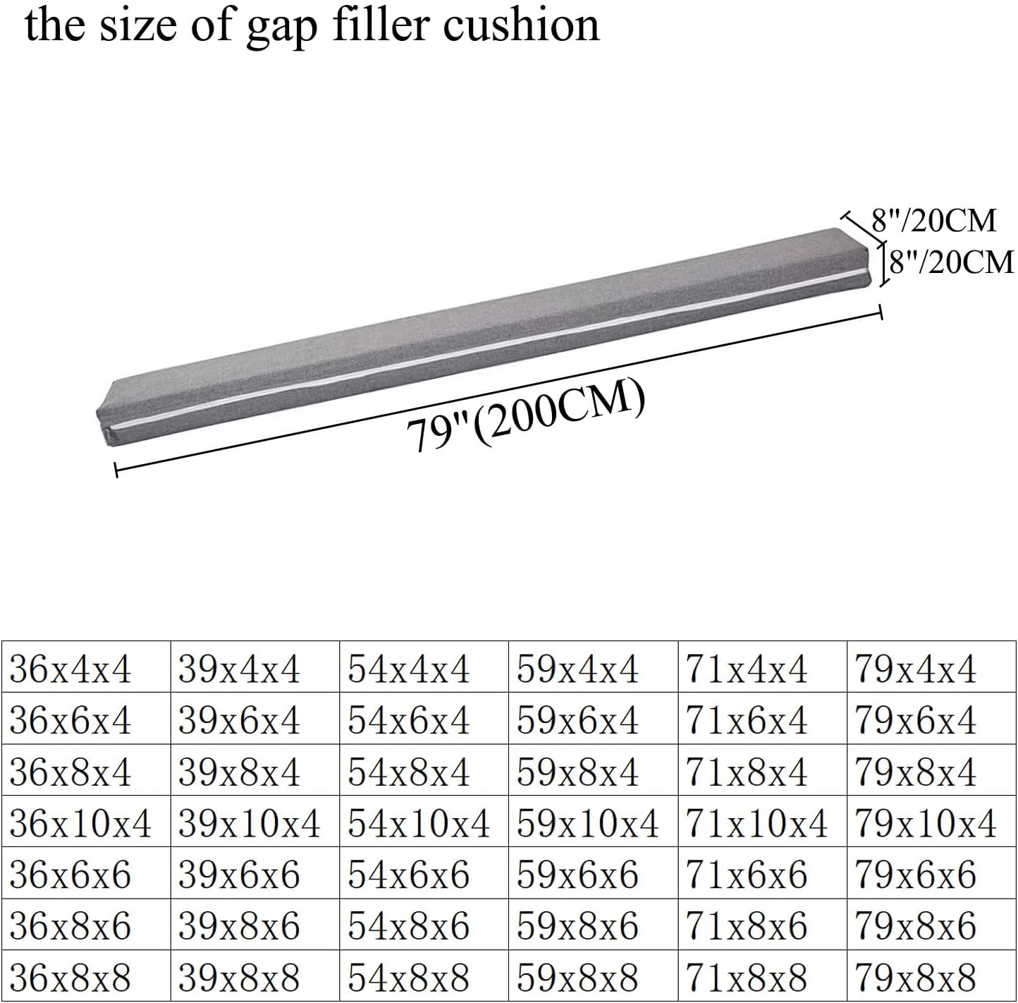 SAMTY Relleno de huecos de cama para cabecero, relleno de espacio para sofá, relleno de grietas entre cabecero y colchón, 79 x 8 x 8 pulgadas