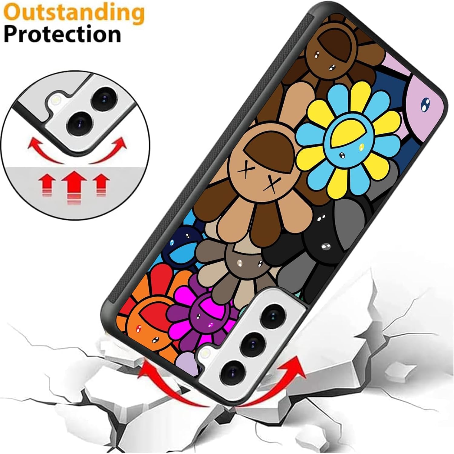 Linda funda de flores para Samsung Galaxy S23 Ultra Niñas Mujeres Encantador Diseño Floral Suave TPU Parte trasera dura a prueba de golpes