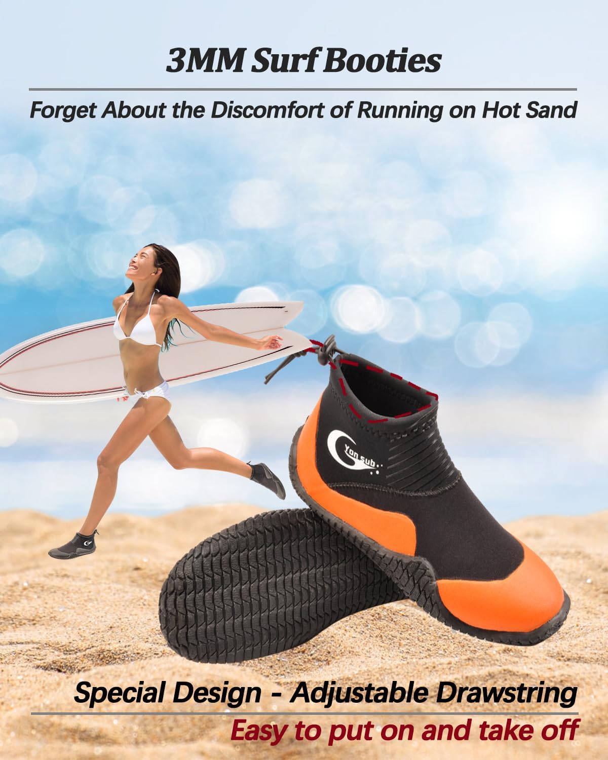 Botas de buceo de neopreno, botas de buceo, surf, para hombres y mujeres, 0.118 in, botas de vela con suela de goma antideslizante de alta calidad