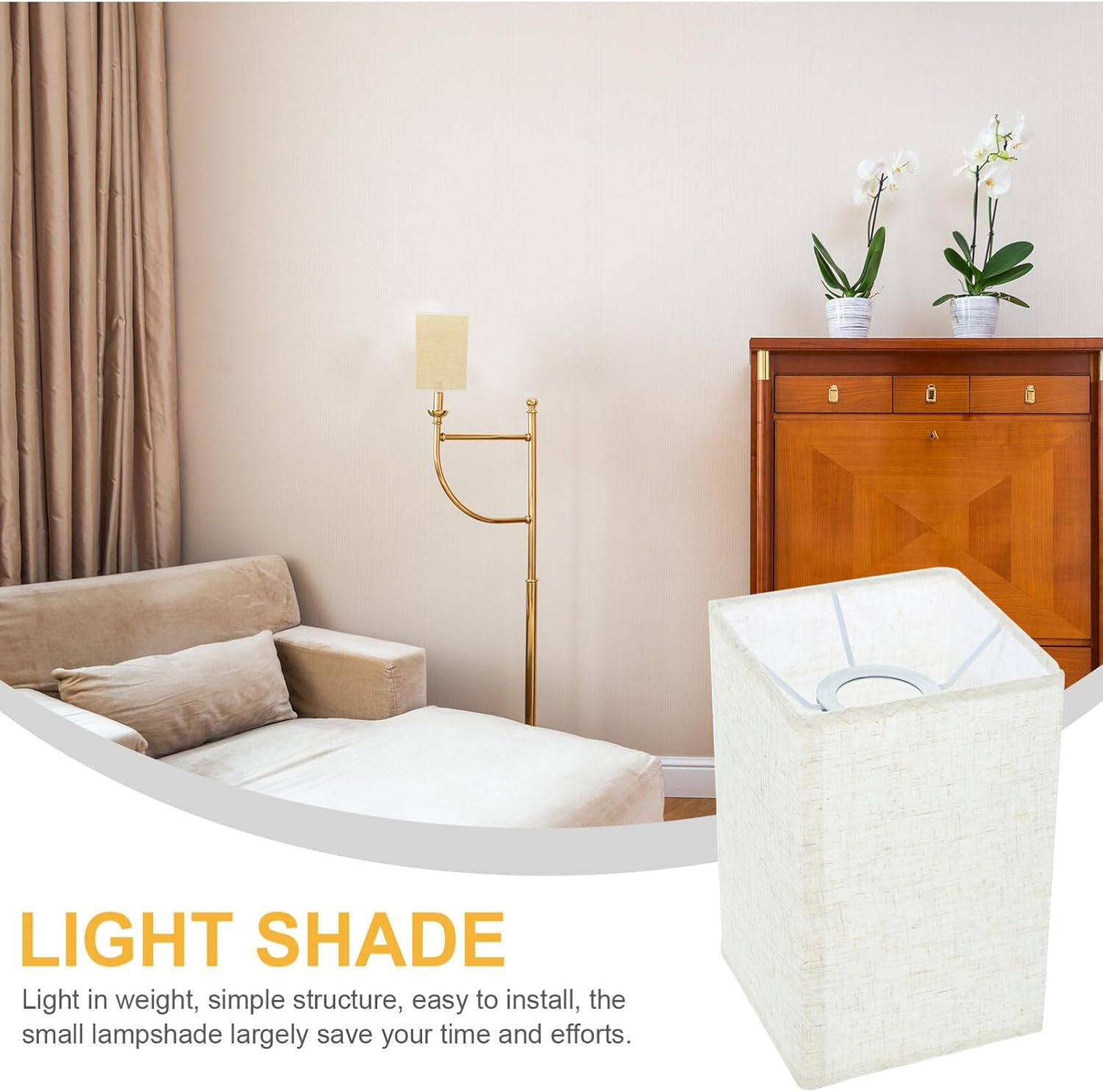 Pantalla de lámpara cuadrada de lino para lámpara de mesa, cubierta de luz de pie, pantalla de escritorio, pantalla rectangular