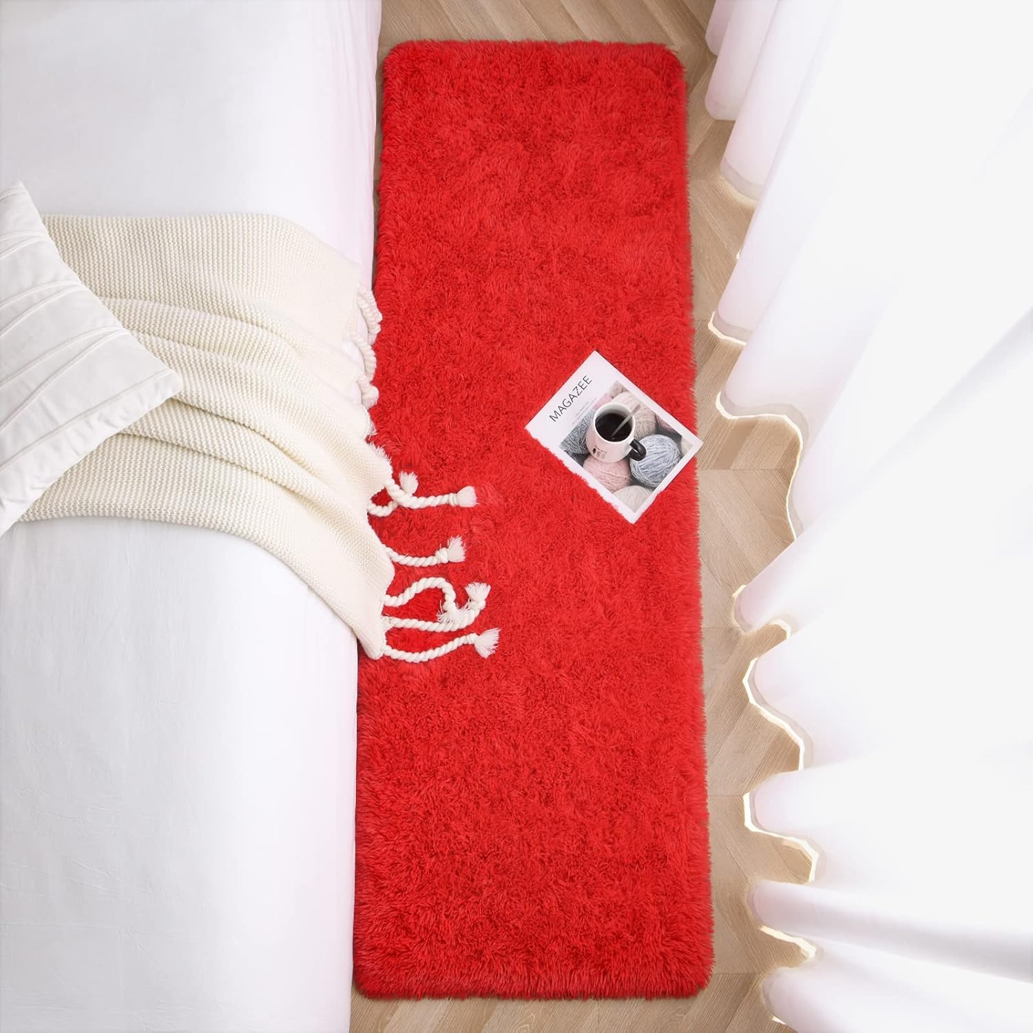 Jelymark – Alfombra de interior peluda, mullida y supersuave para dormitorio, de 2 x 6pies, para sala de estar, decoración del hogar, dormitorio y