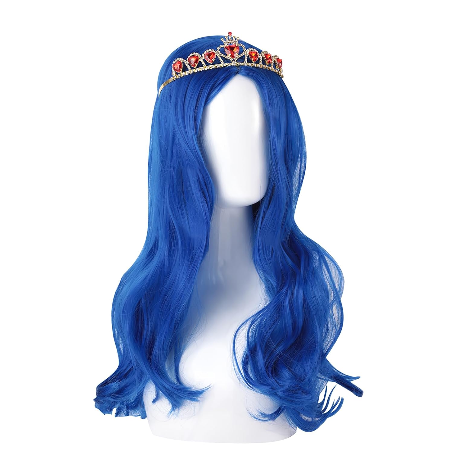 KDLCY Evie – Disfraces de los descendientes para niñas, pelucas de cosplay para niñas, peluca de cosplay con corona para disfraces de Halloween y