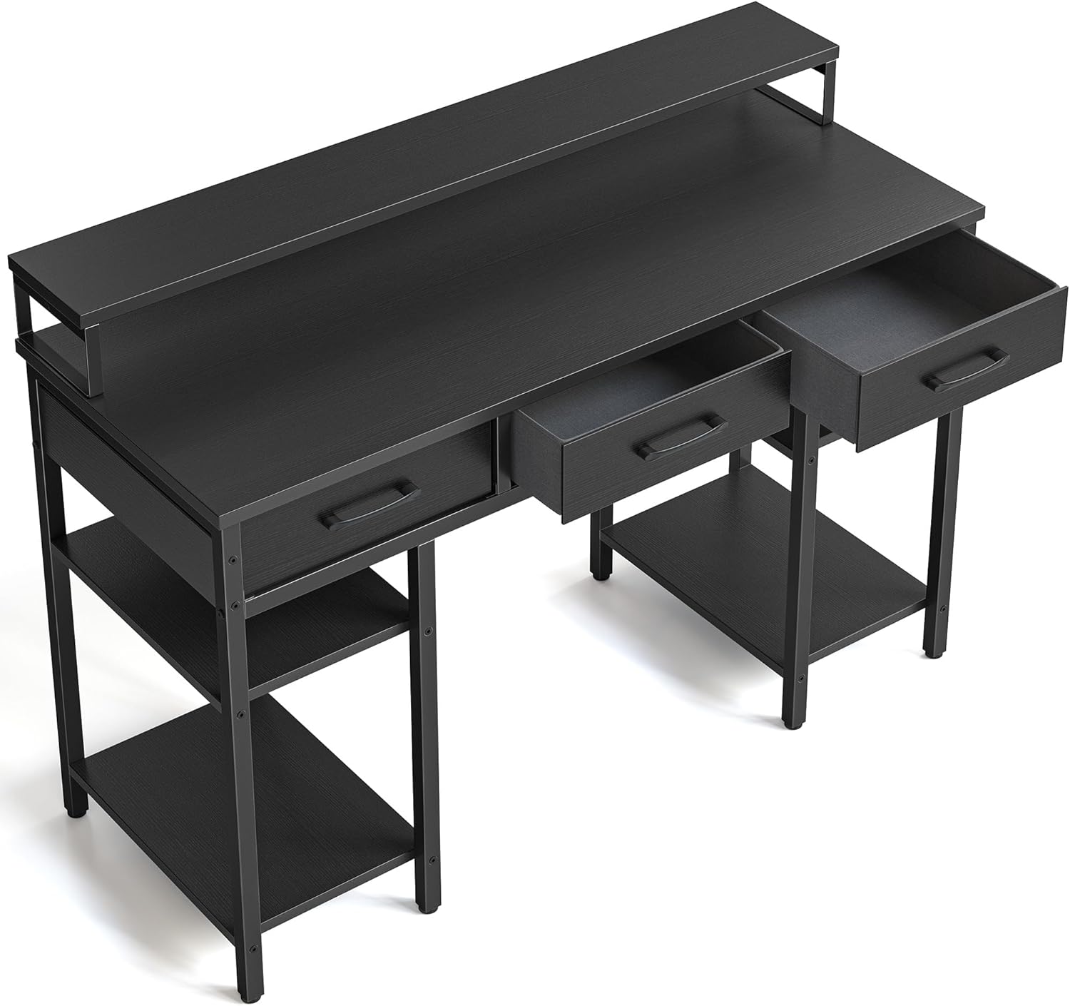 CubiCubi Escritorio de oficina para computadora de 47 pulgadas con cajones de tela y estantes de almacenamiento, escritorio pequeño y moderno con