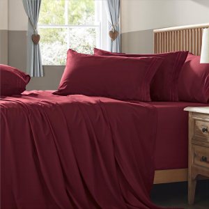 Homiest Juego de sábanas de bolsillo extra profundo, 6 piezas suaves de color burdeos de 18 a 24 pulgadas, sábanas de microfibra de lujo de 1800 Homiest Juego de sábanas de bolsillo extra profundo, 6 piezas suaves de color burdeos de 18 a 24 pulgadas, sábanas de microfibra de lujo de 1800