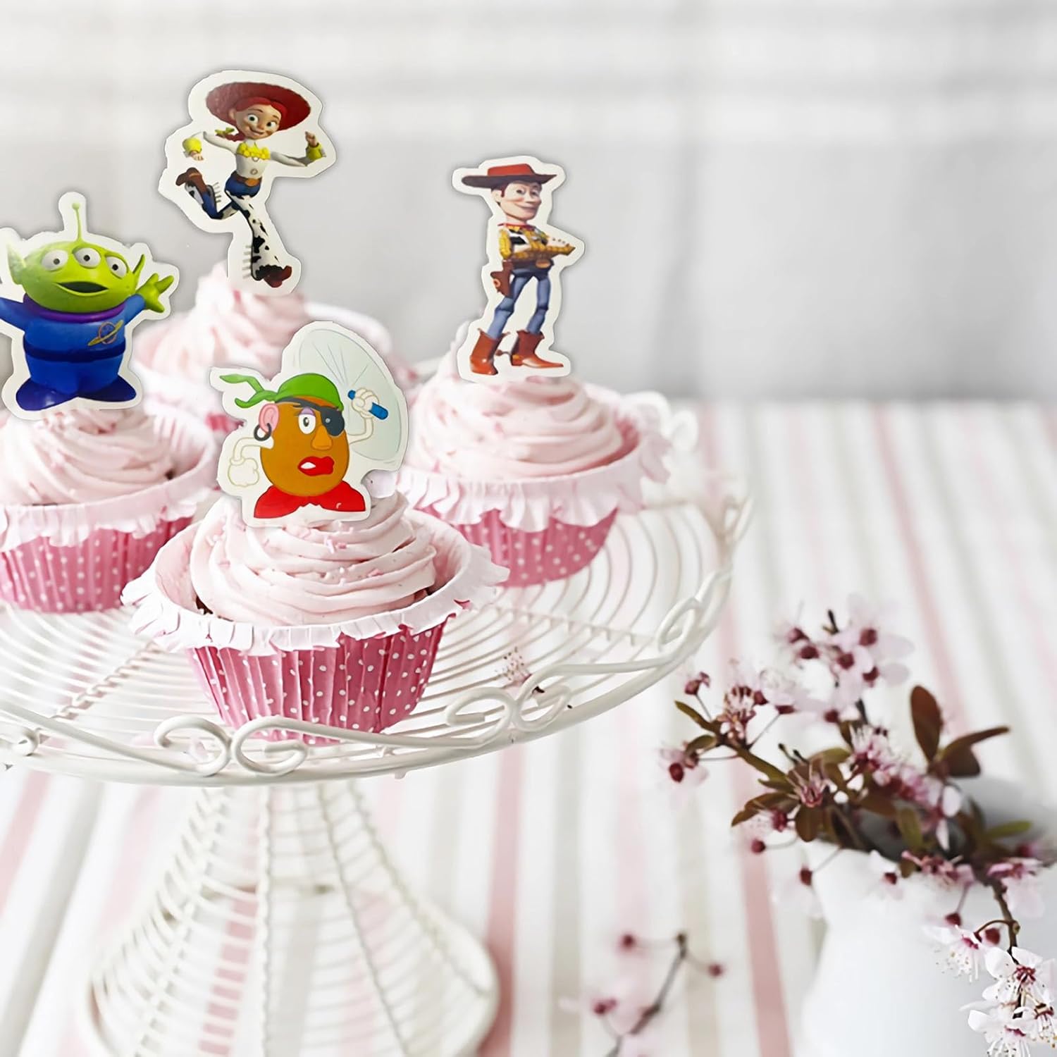 48 piezas de juguetes para cupcakes, suministros de fiesta de cumpleaños, decoraciones de fiesta temática