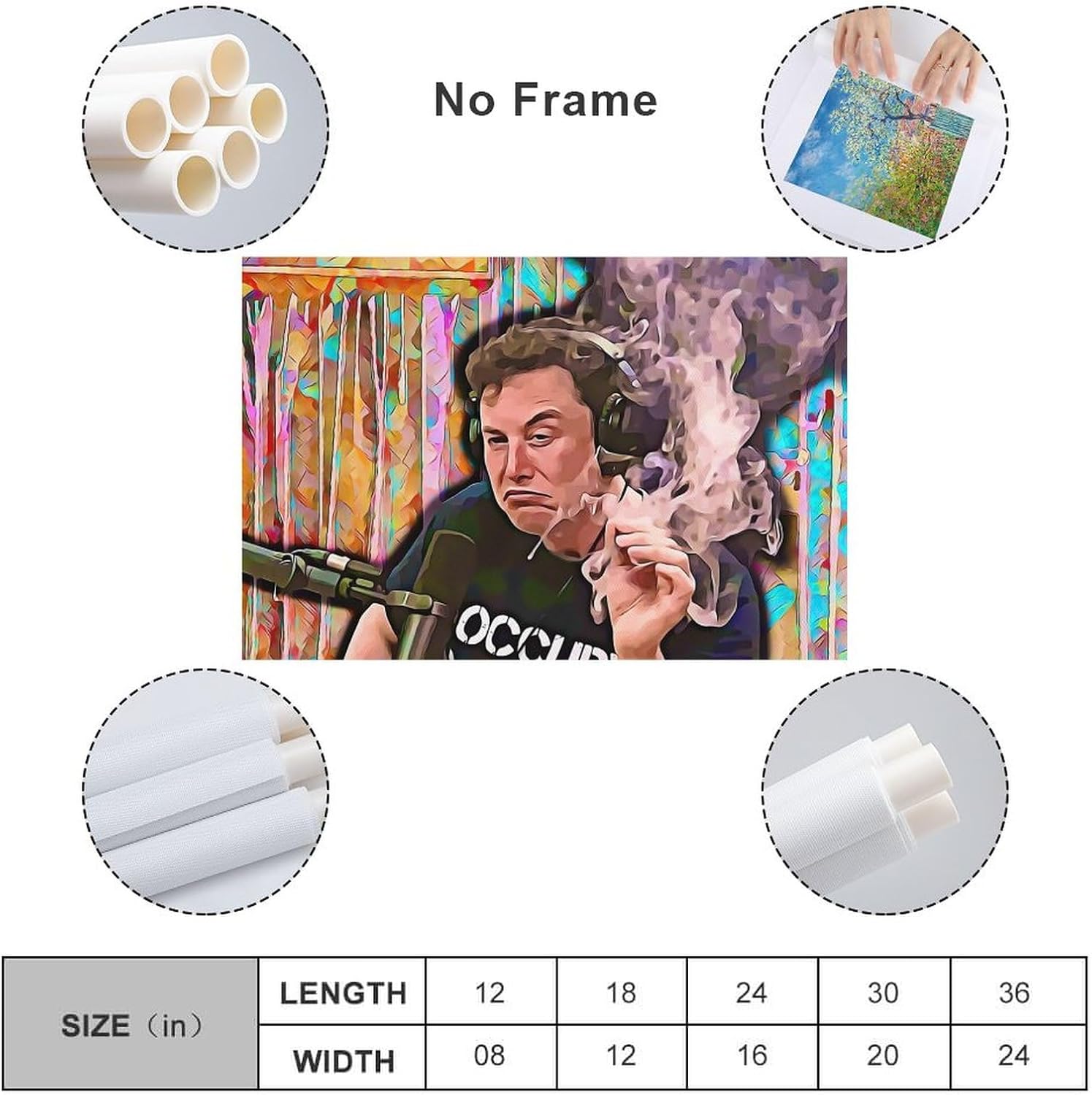 Elon Musk – Póster de fumar en alta definición sobre lienzo, pintura de pared, para decoración de sala de estar, regalo para niños, 12 x 18 pulgadas