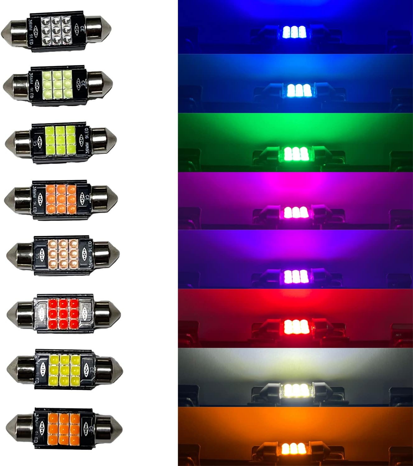 SOCAL-LED – Bombilla LED de 0.157 x 1.220 in de Canbus Super Bright 3030 Chipset para interior de coche, luz de cúpula DE3175, luz de mapa, morado