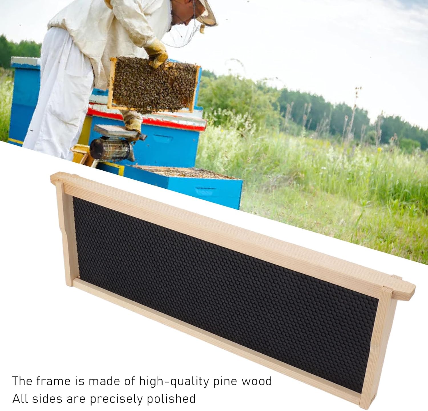 TOPINCN 10 Set Beehive Frames and Foundations Nest Foundation Sheets Beekeeping Bee Frame Shallow Box Supplies Honey Bee Deep Beehive Frames