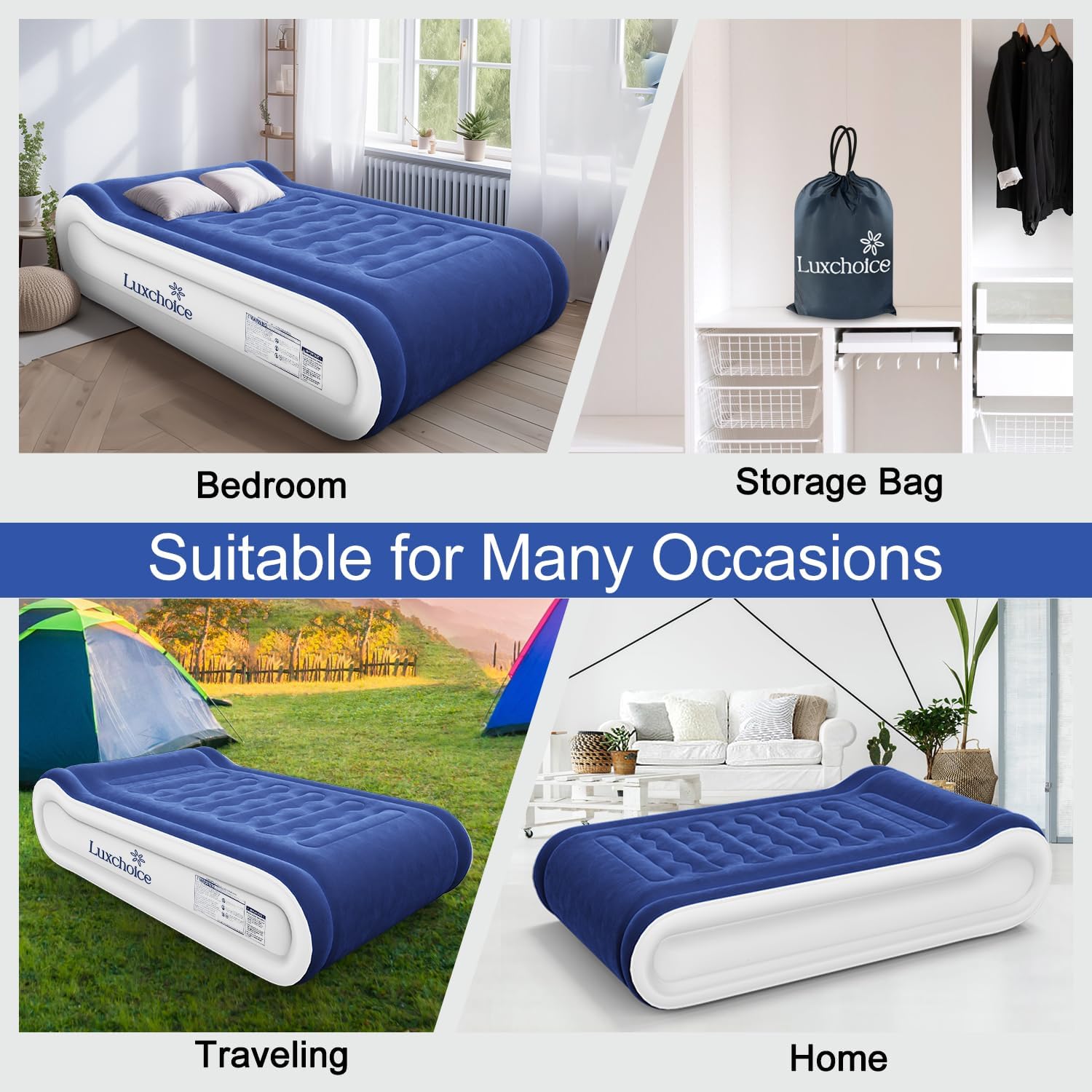 Colchón inflable individual con bomba incorporada, colchón inflable tamaño individual con almohada incorporada, inflado rápido en 3 minutos, cama de