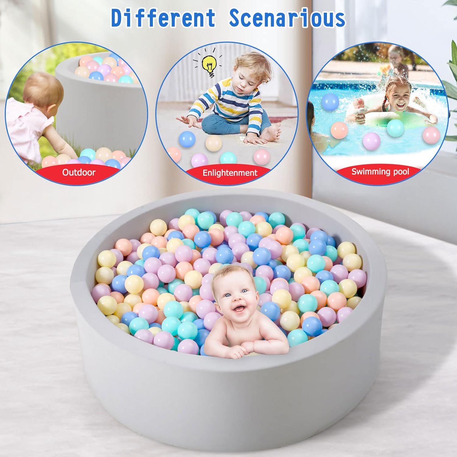 Pelotas para hoyos de bolas, sin ftalatos, sin BPA, bolas de plástico no tóxicas para niños y diversión para jugar