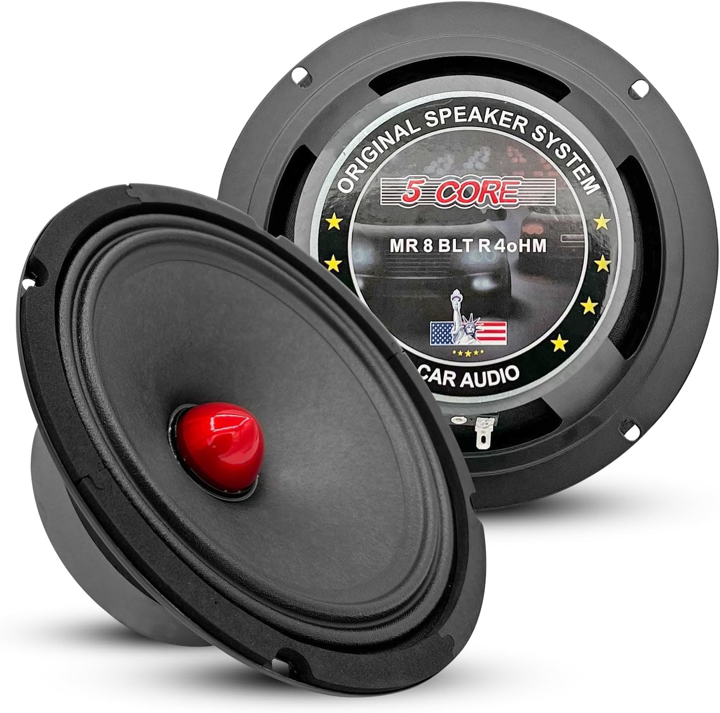 5 CORE 2 altavoces de audio Bullet Pro de rango medio de 8 pulgadas, bala de aluminio roja, 580 W máx. 4 ohmios, altavoces de audio de alta calidad