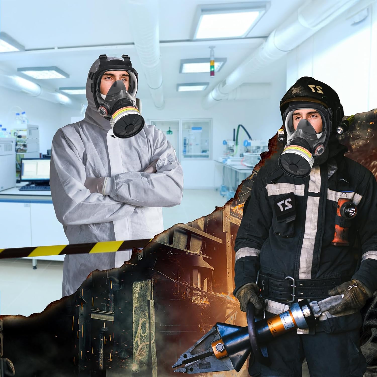 Máscara respiradora de vapor orgánico nuclear y químico de supervivencia con filtros Filtración avanzada de 1.575 in, cartucho 60926 para partículas